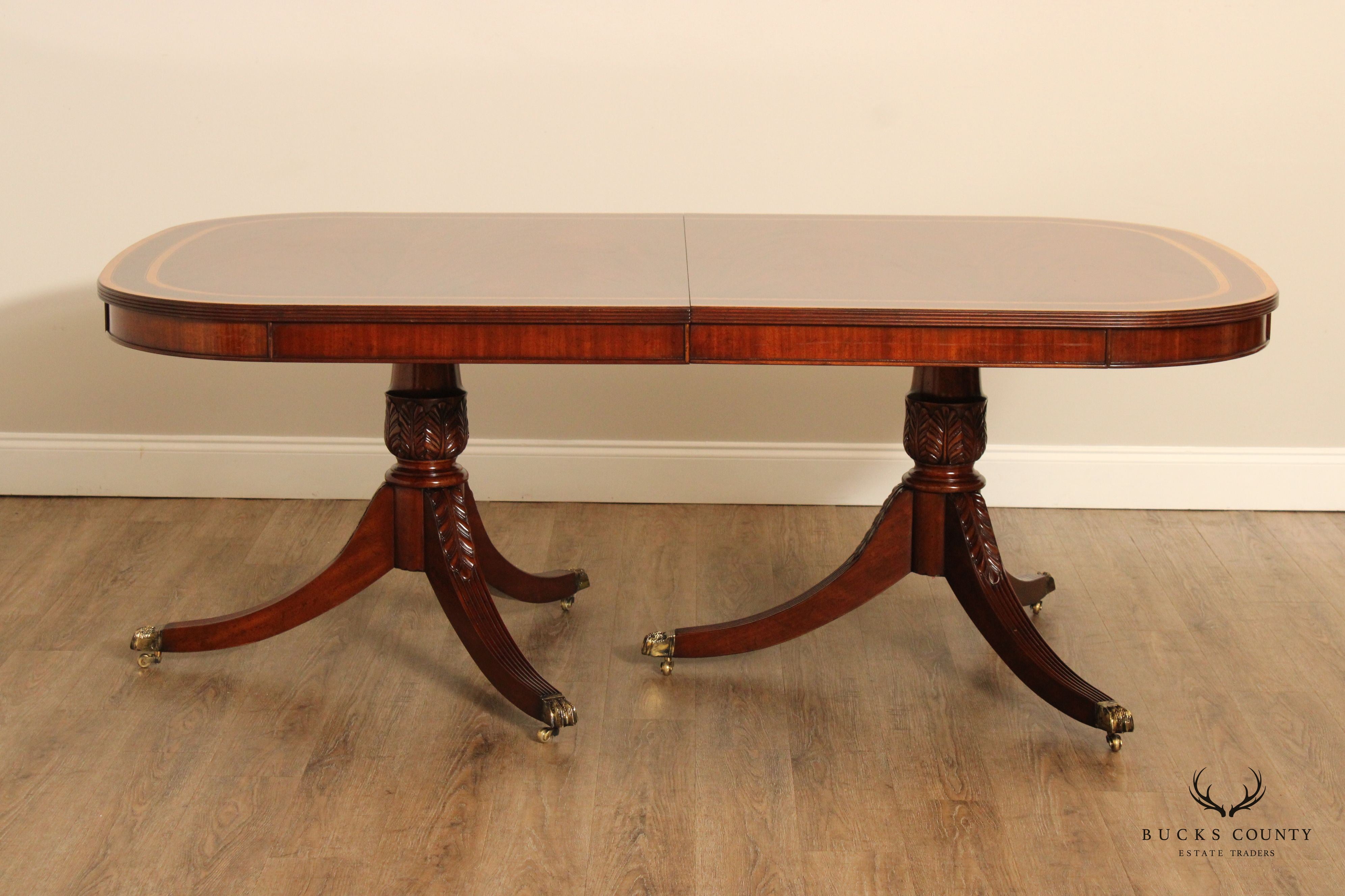 Millender English Regency Style Mahogany Double Pedestal Extendable Dining Table