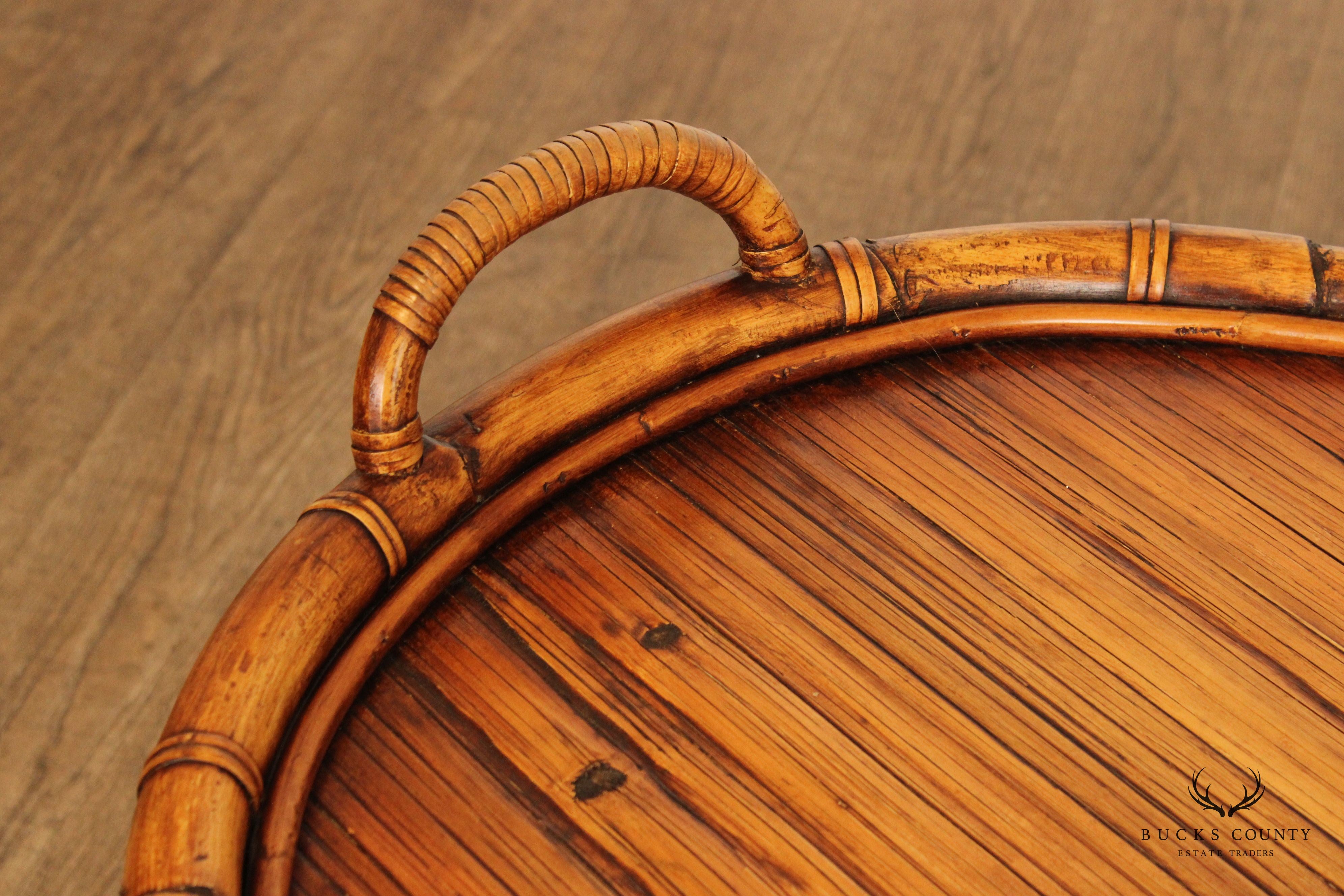 Palecek Bamboo and Rattan Oval Tray Table