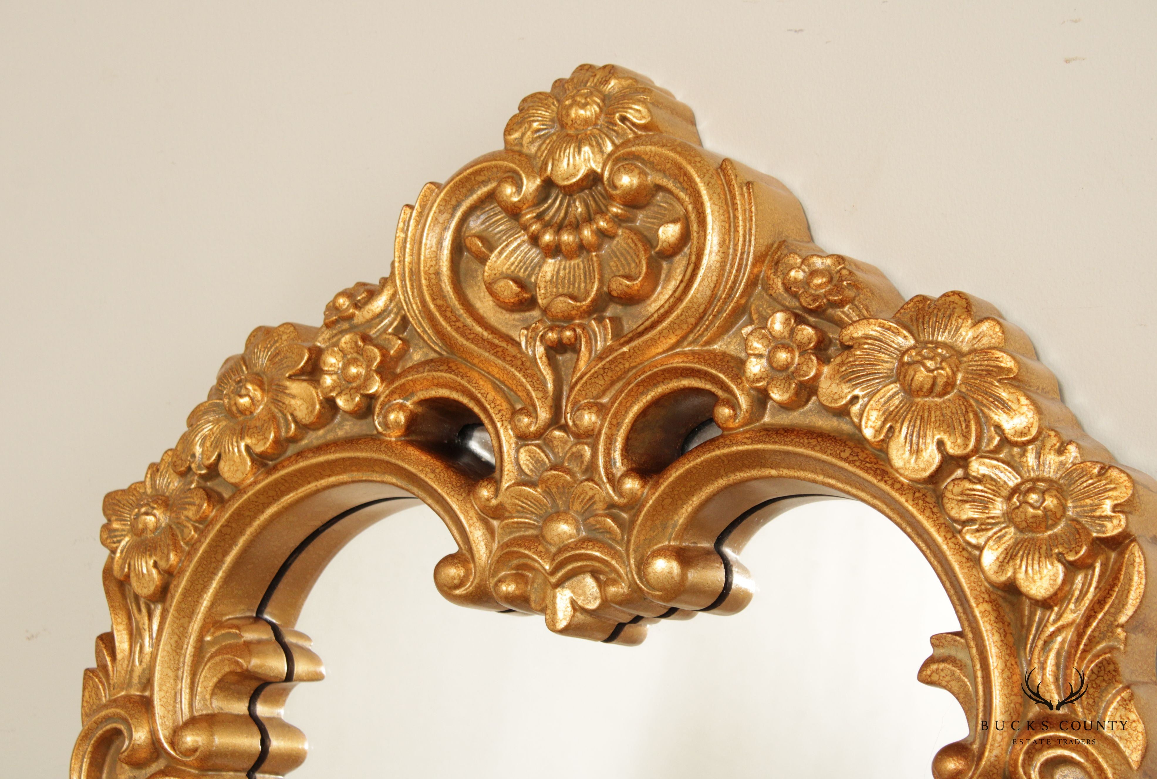 Rococo Style Carved Gesso Full Length or Pier Mirror