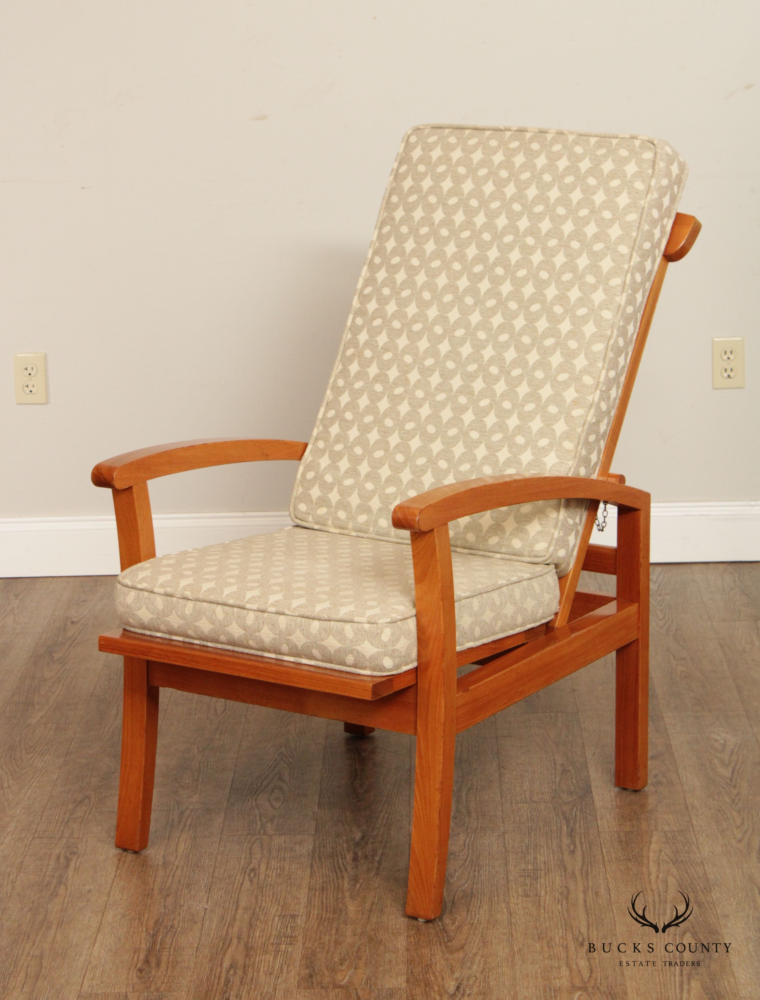 Danish Modern Style Teak Reclining Armchair