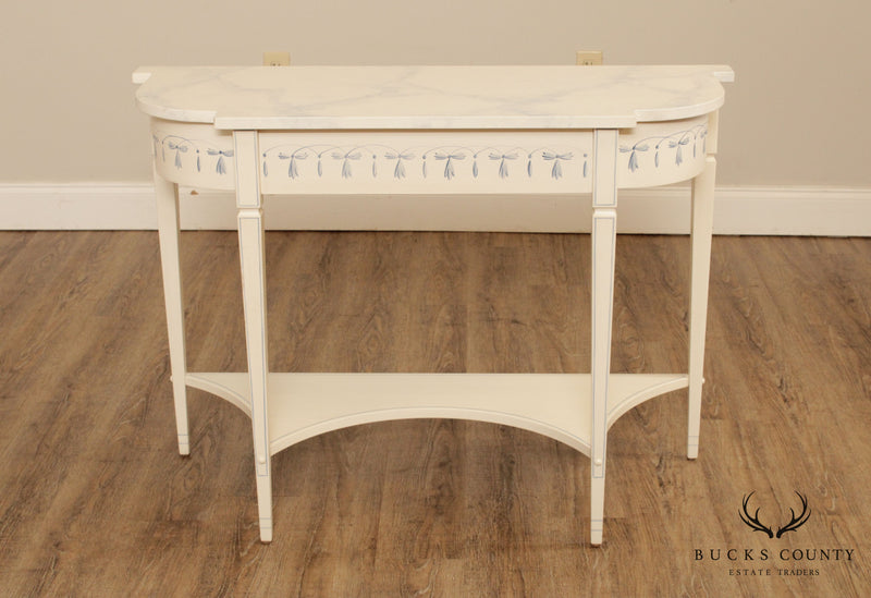 The Patterson Studio Pair Hand Painted Blue & White Console Tables