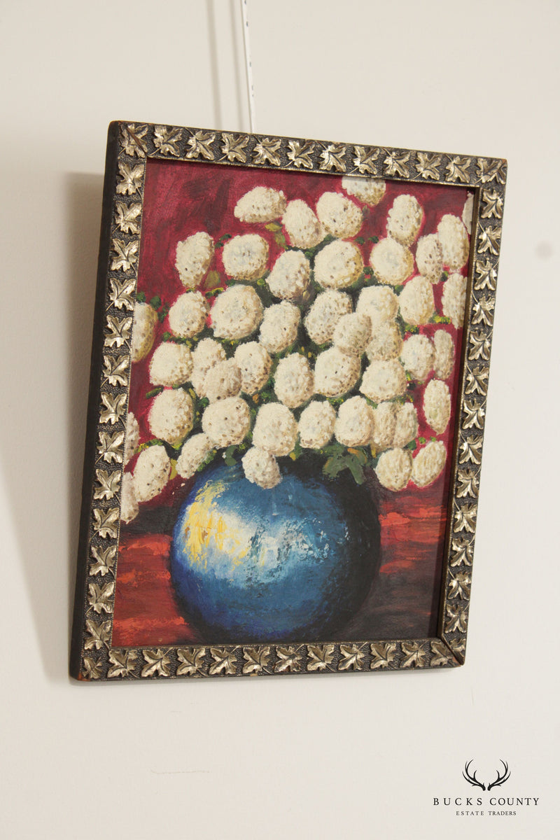 Modern Style Floral Bouquet Still Life Painting, Custom Framed