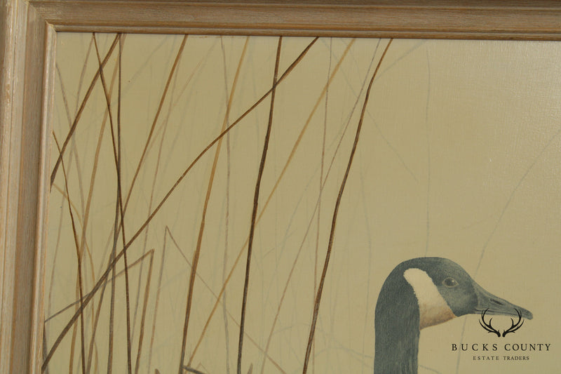 Robert G Bird "Fog on The Marsh" Canada Geese Acrlic Painting