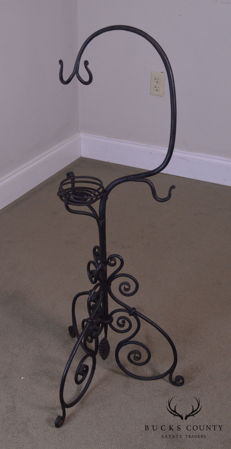 Antique Hand Wrought Iron Tea Kettle Stand