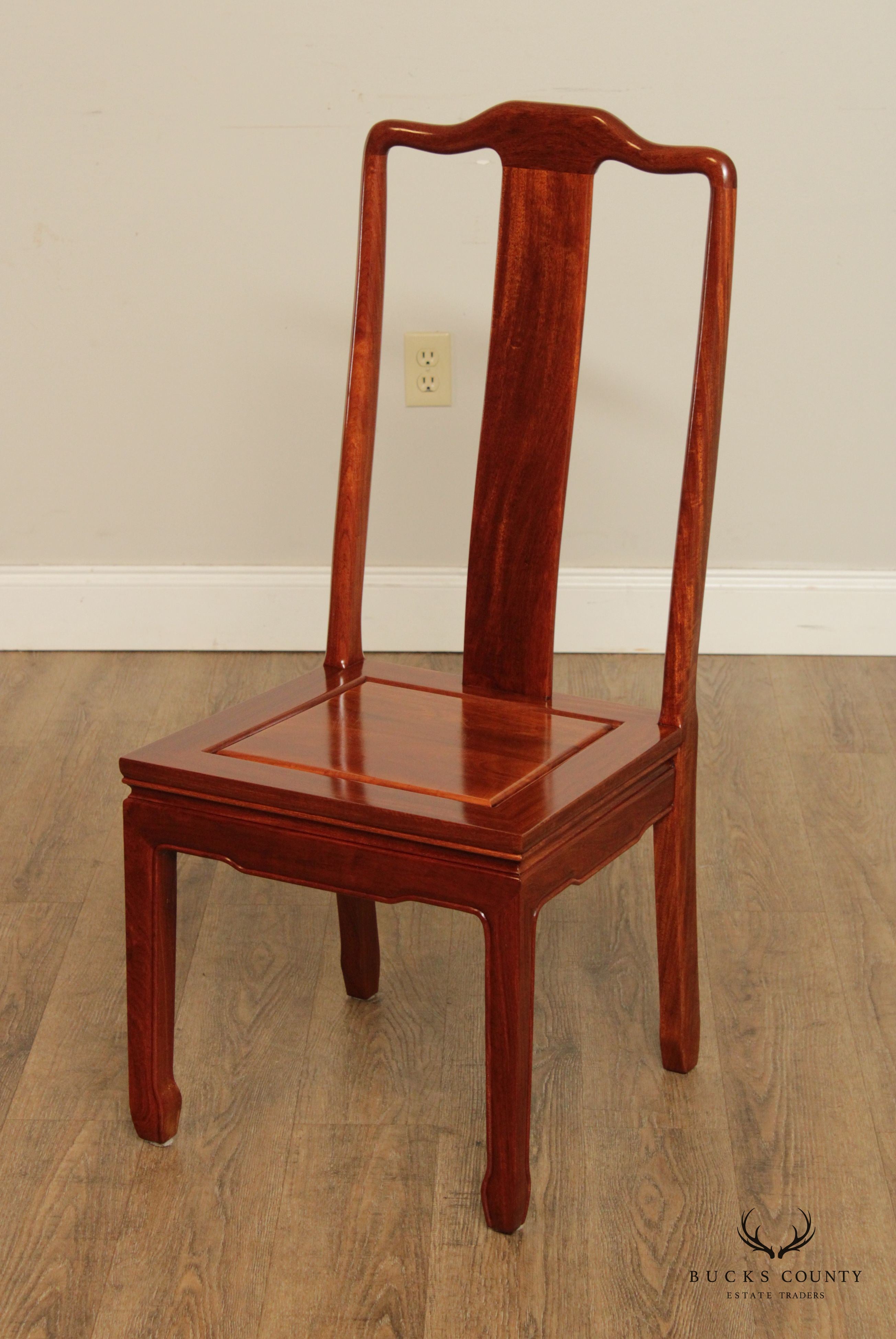 Vintage Chinese Rosewood Set of Ten Yoke Back Dining Chairs