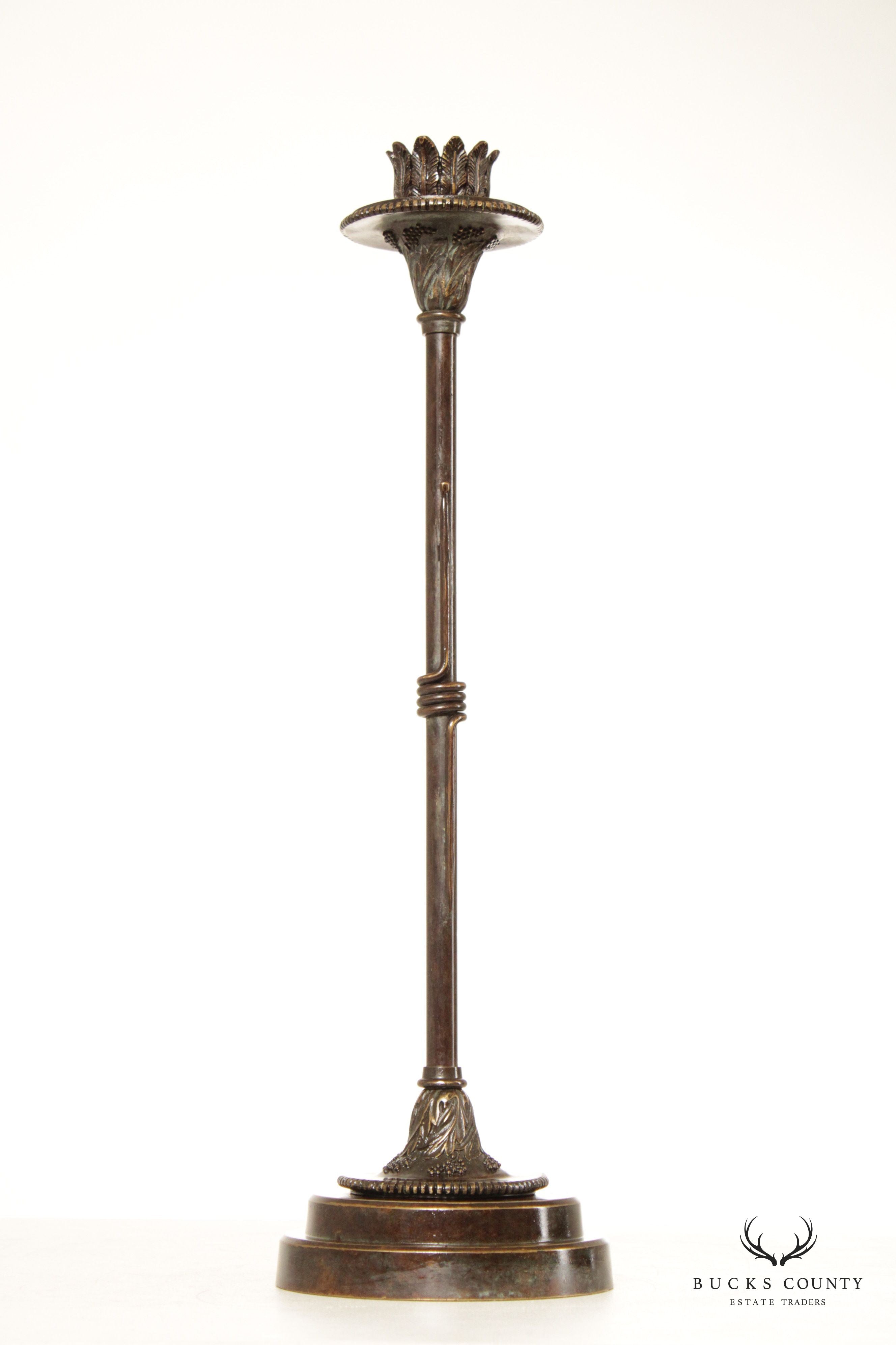 Regency Style Pair Bronze Candlesticks