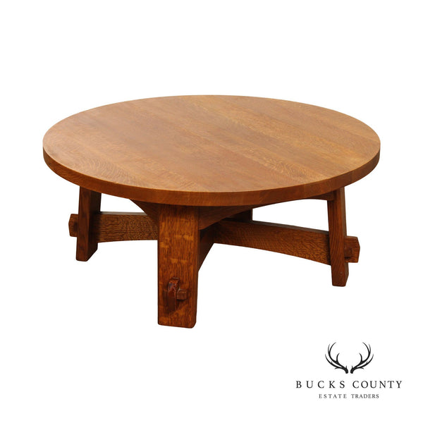 Stickley Mission Collection Oak Round Commemorative Coffee Table