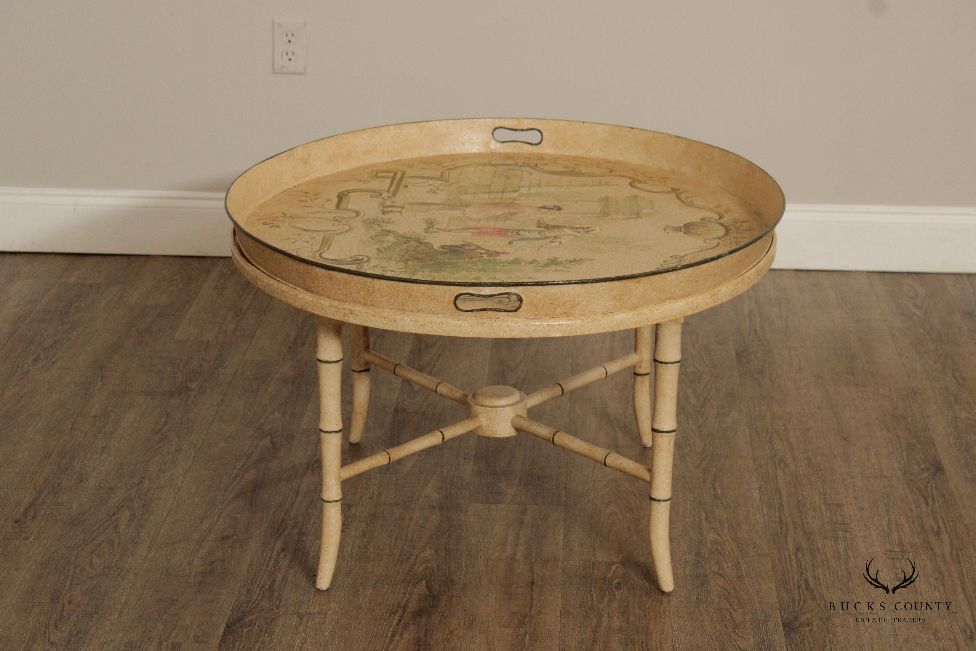 Italian Hand Painted Tole Tray Top Coffee Table