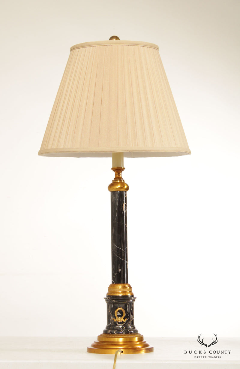 Neoclassical Marble Column Table Lamp with Shade