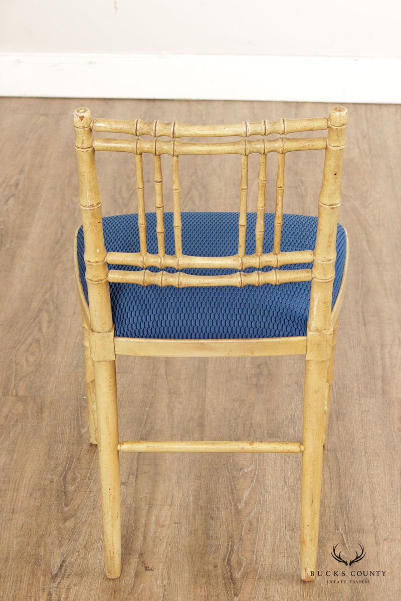 Hollywood Regency Vintage Set of Four Faux Bamboo Side Chairs