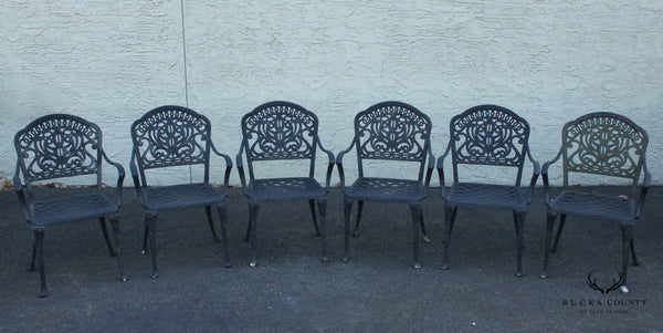 Tuscan Style Cast Aluminum Set Six Outdoor Patio Dining Chairs
