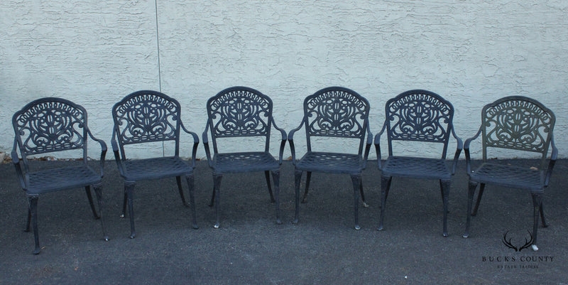 Tuscan Style Cast Aluminum Set Six Outdoor Patio Dining Chairs