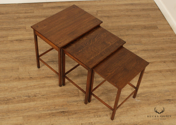 Stickley Mission Collection Set of Three Oak Ellis Nesting Tables