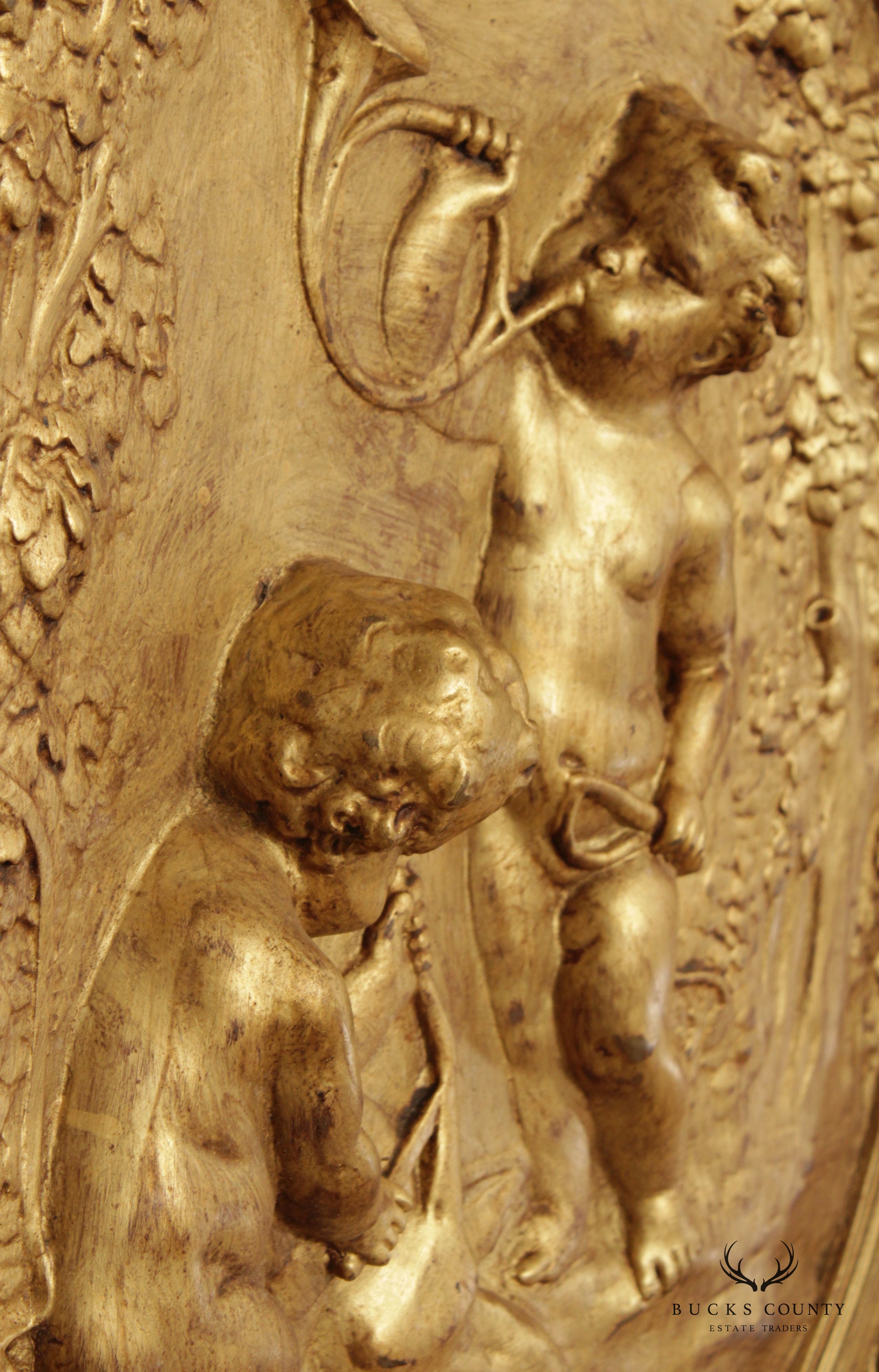 Renaissance Revival Style Cherub Carved Gilt Wall Plaque