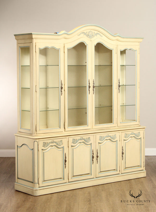 FRENCH COUNTRY STYLE VINTAGE PAINTED CHINA CABINET