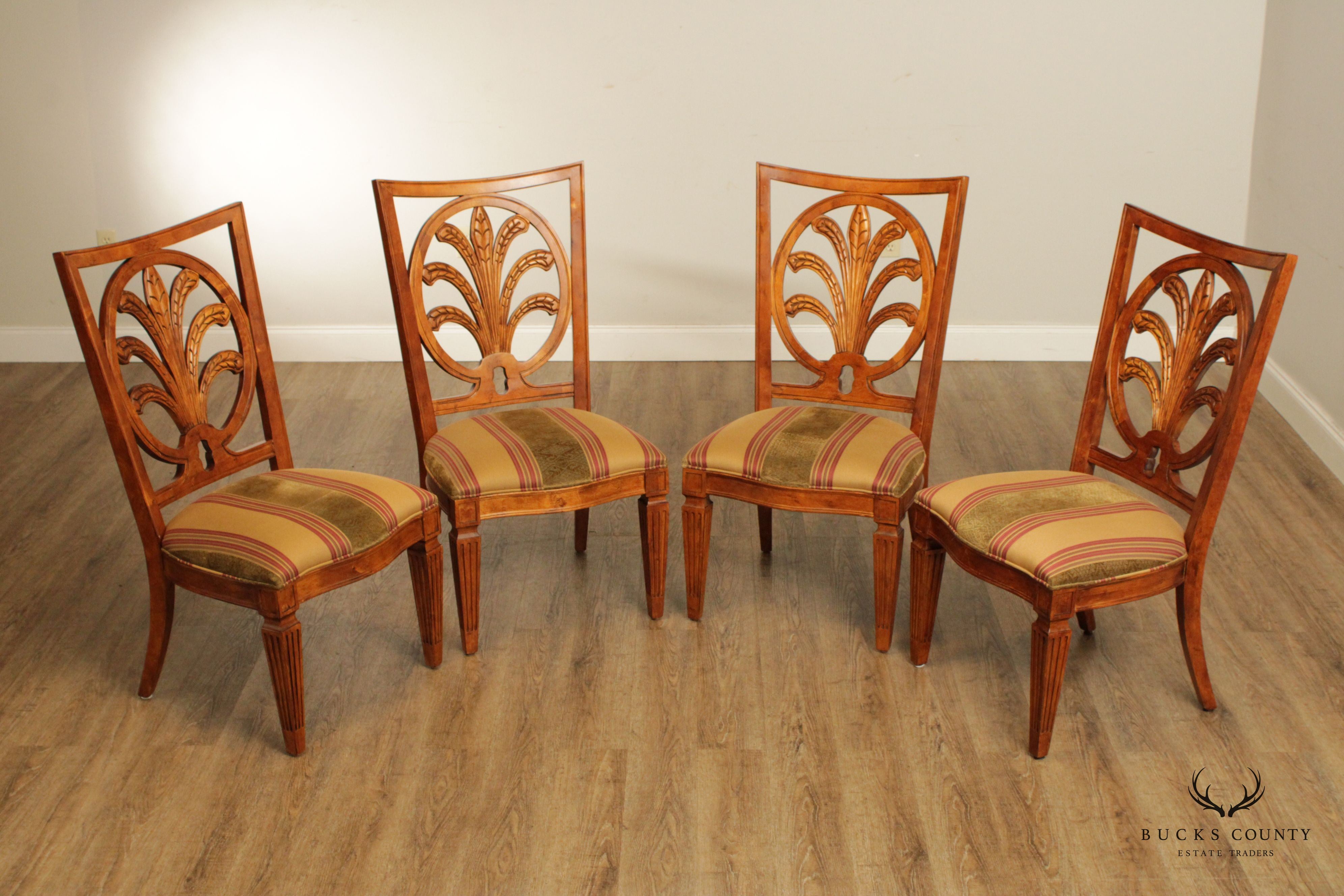 Century Furniture Hepplewhite Style Set of Four Carved Dining Chairs