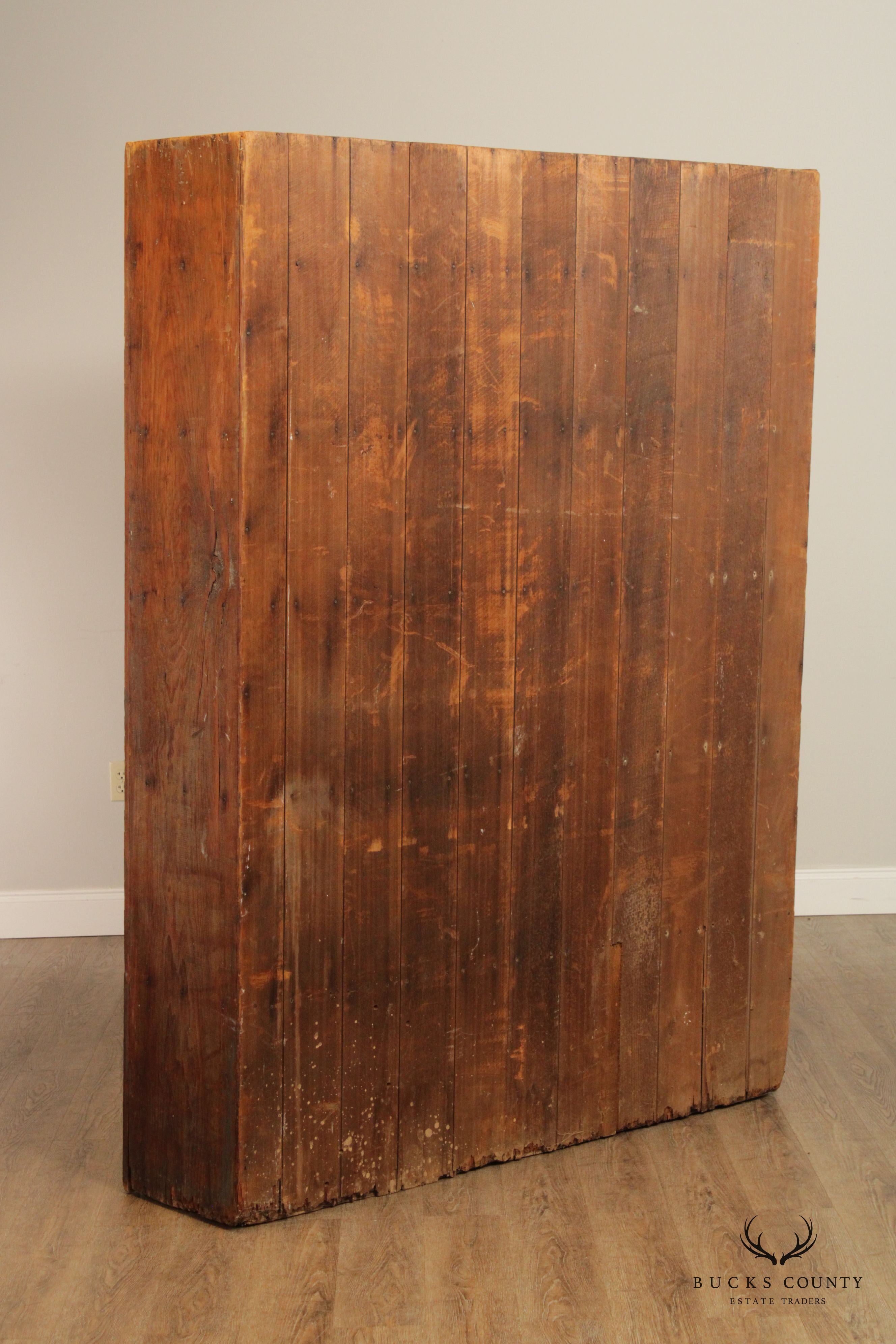 Antique Large Primitive Bead Board Two-Door Cabinet