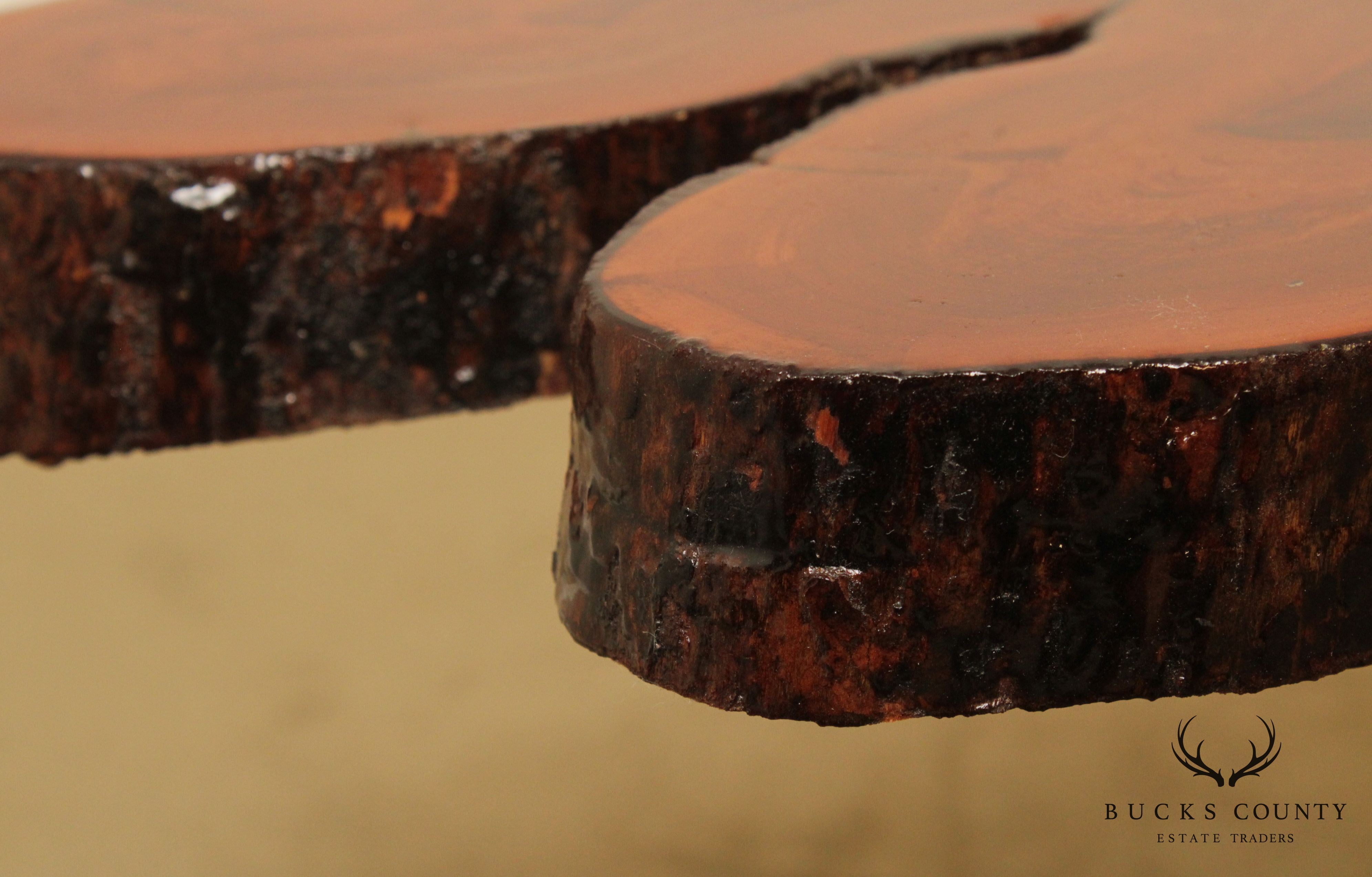 Live Edge Slab Wood Pedestal Side Table