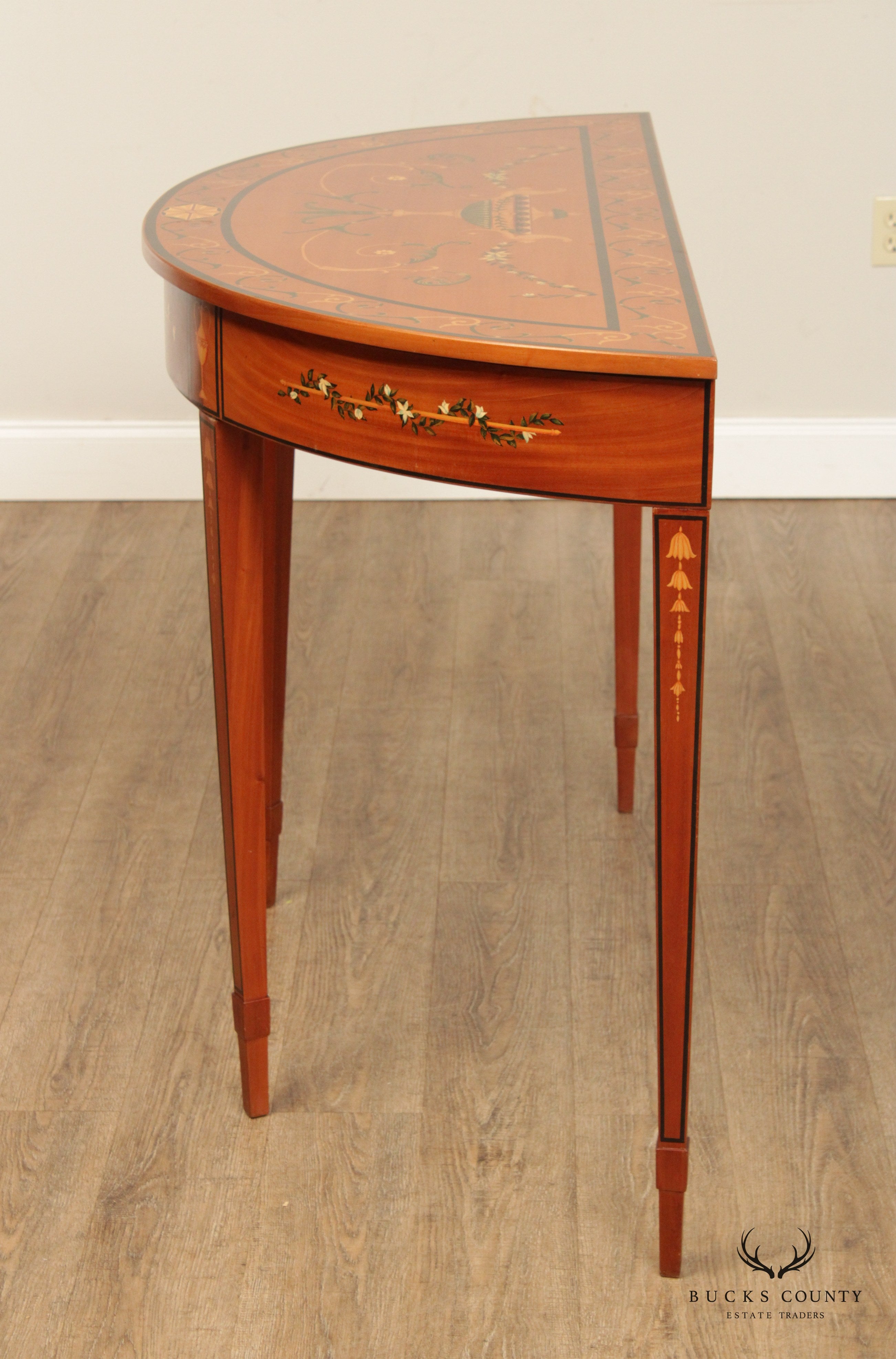 Adams Style Painted Satinwood Demilune Console Table