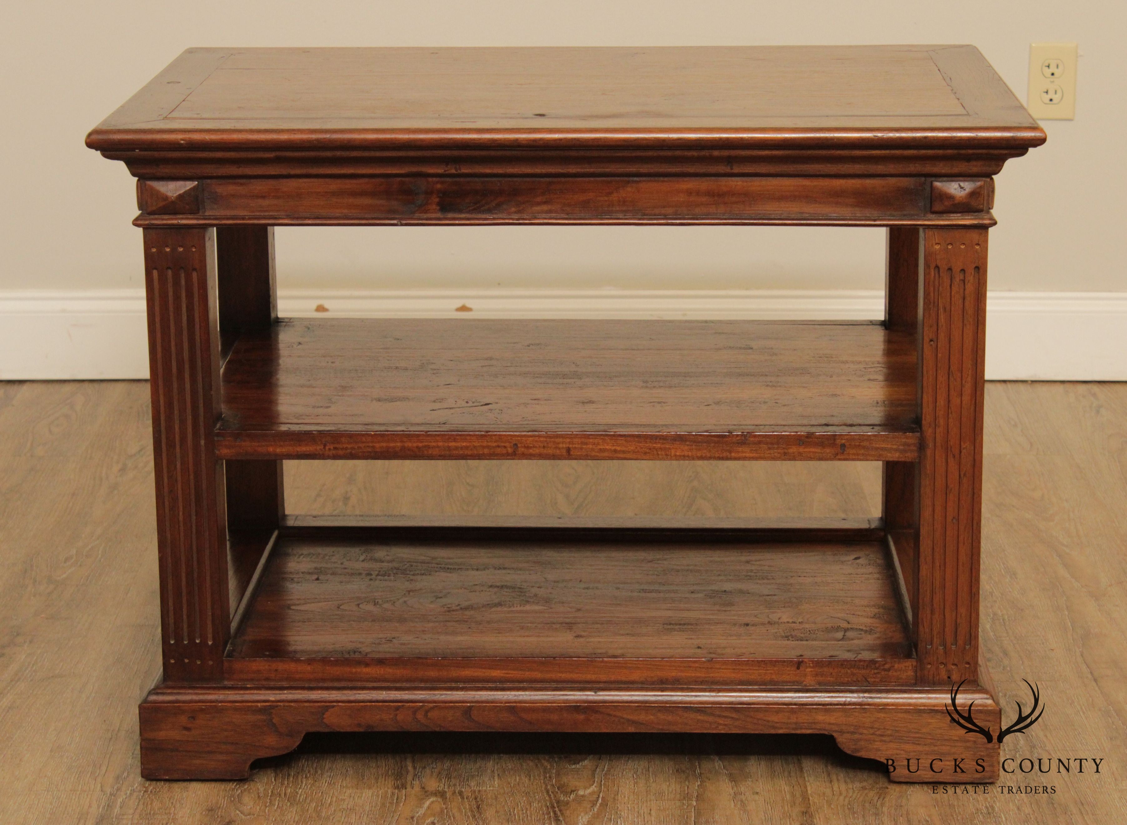 Rustic Hardwood 3 Tier Side Table