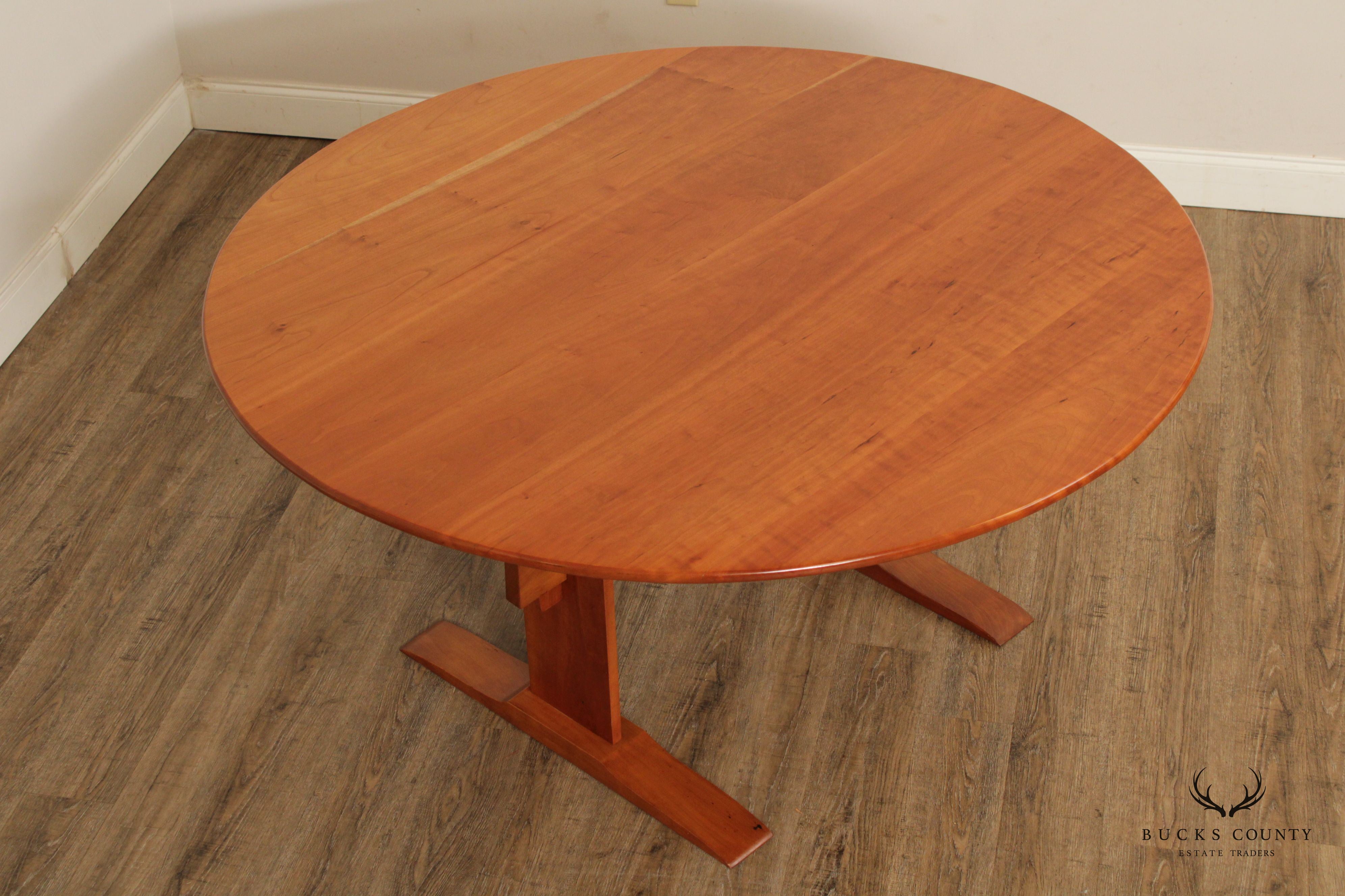 Custom Quality 60 Inch Round Cherry Trestle Dining Table