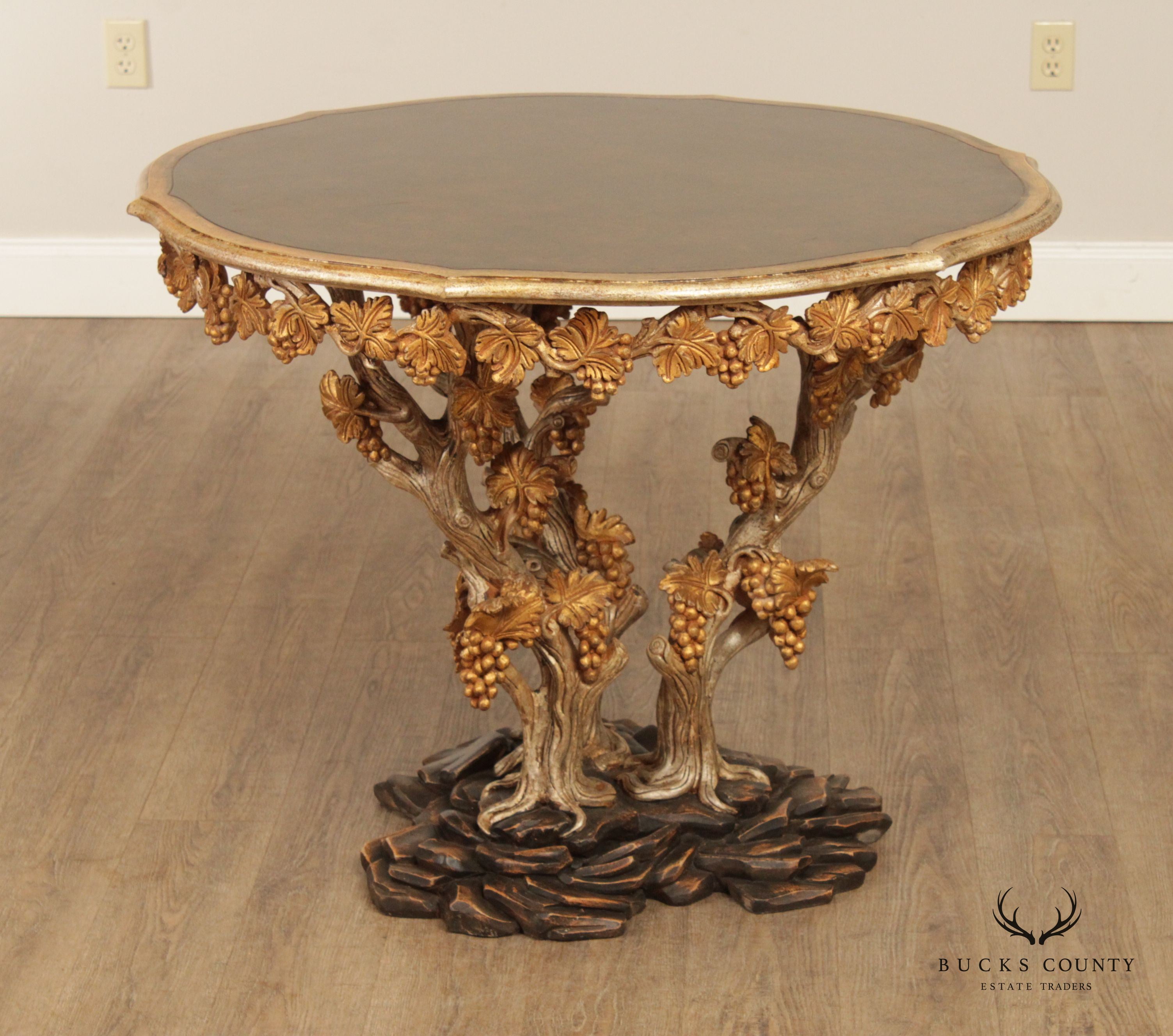 Italian Venetian Carved Wood Faux Bois Center Table