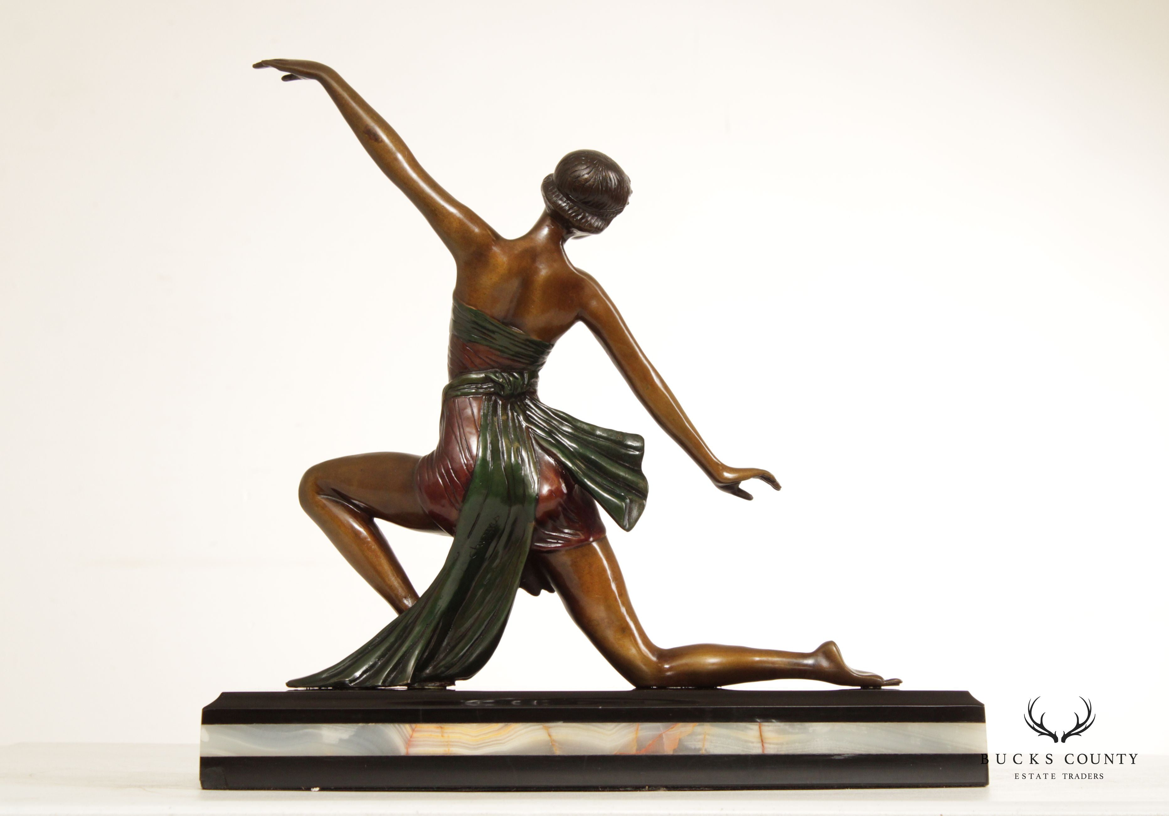 Art Deco Kneeling Dance Bronze Sculpture, After Demétre Chiparus