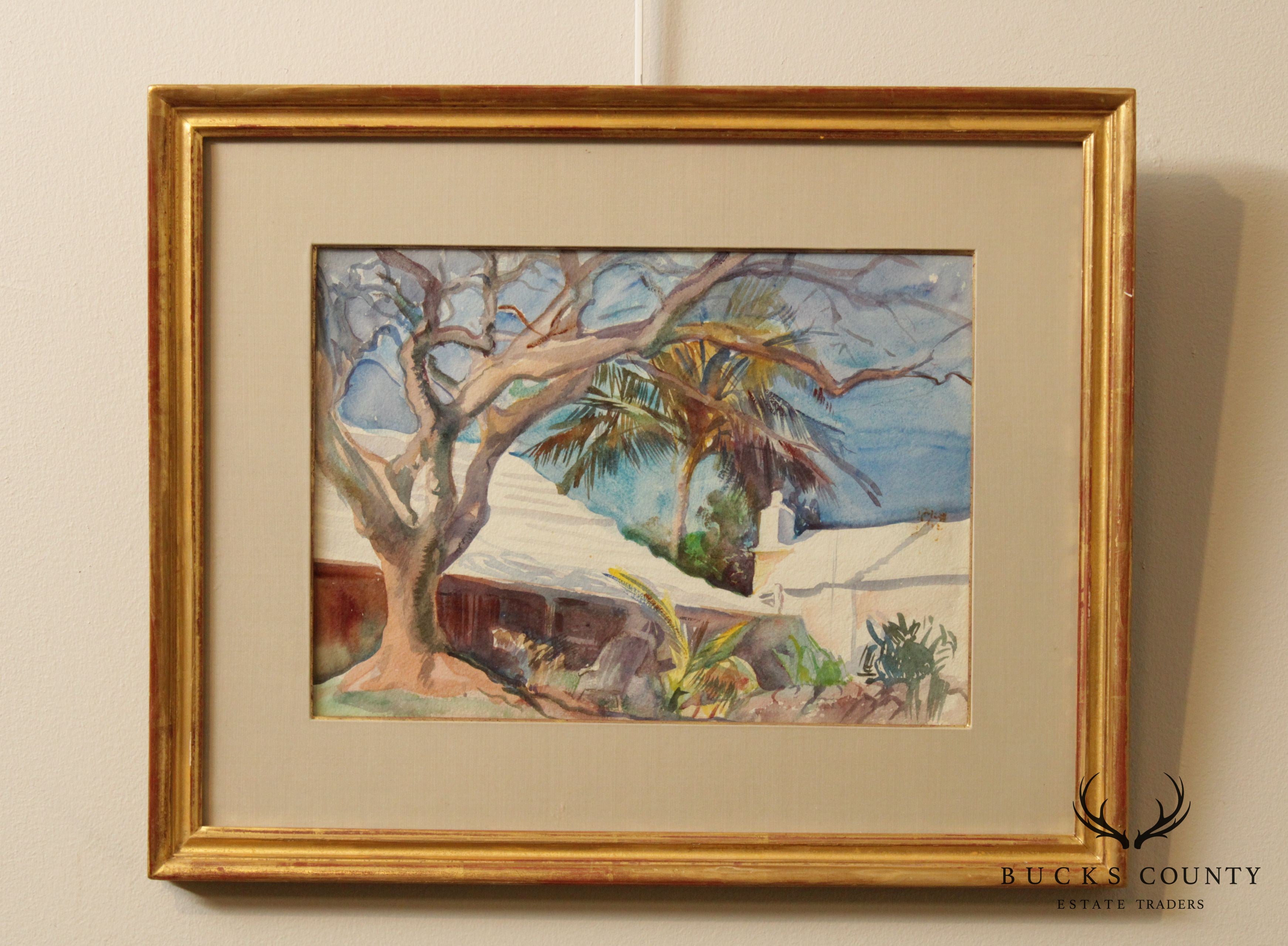 Alice Kent Stoddard 'Florida Landscape' Watercolor Painting