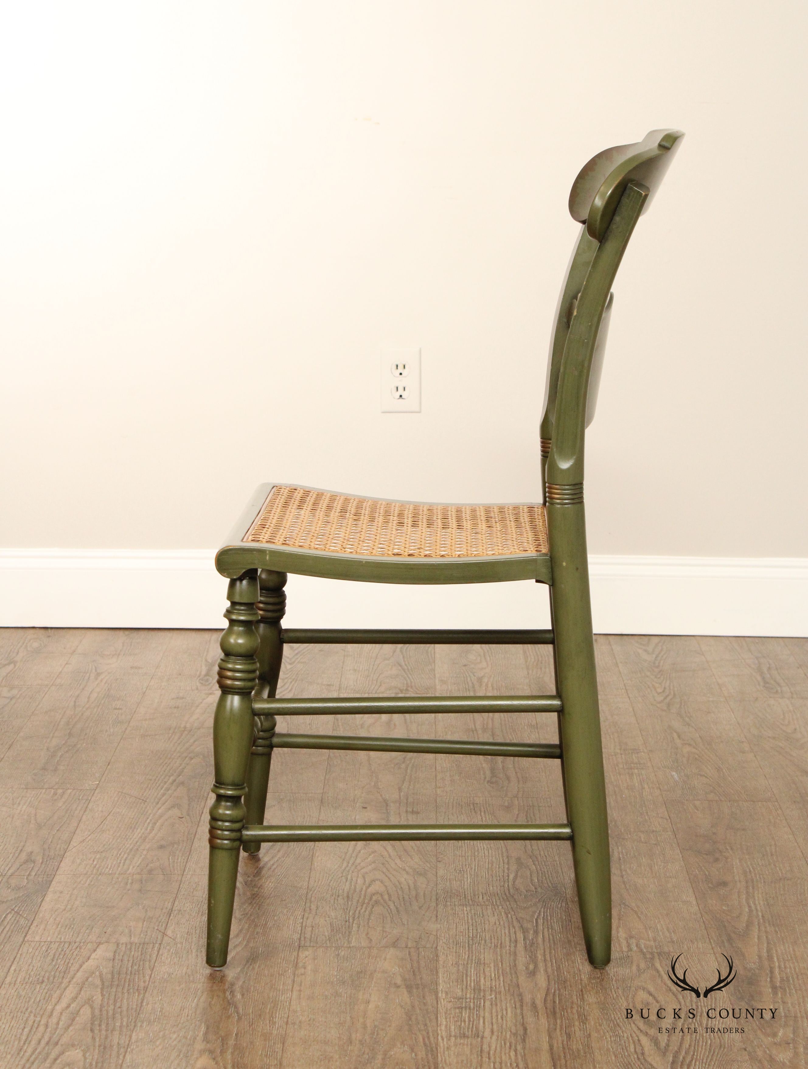 Hitchcock Green Painted George Washington Cane Seat Side Chair