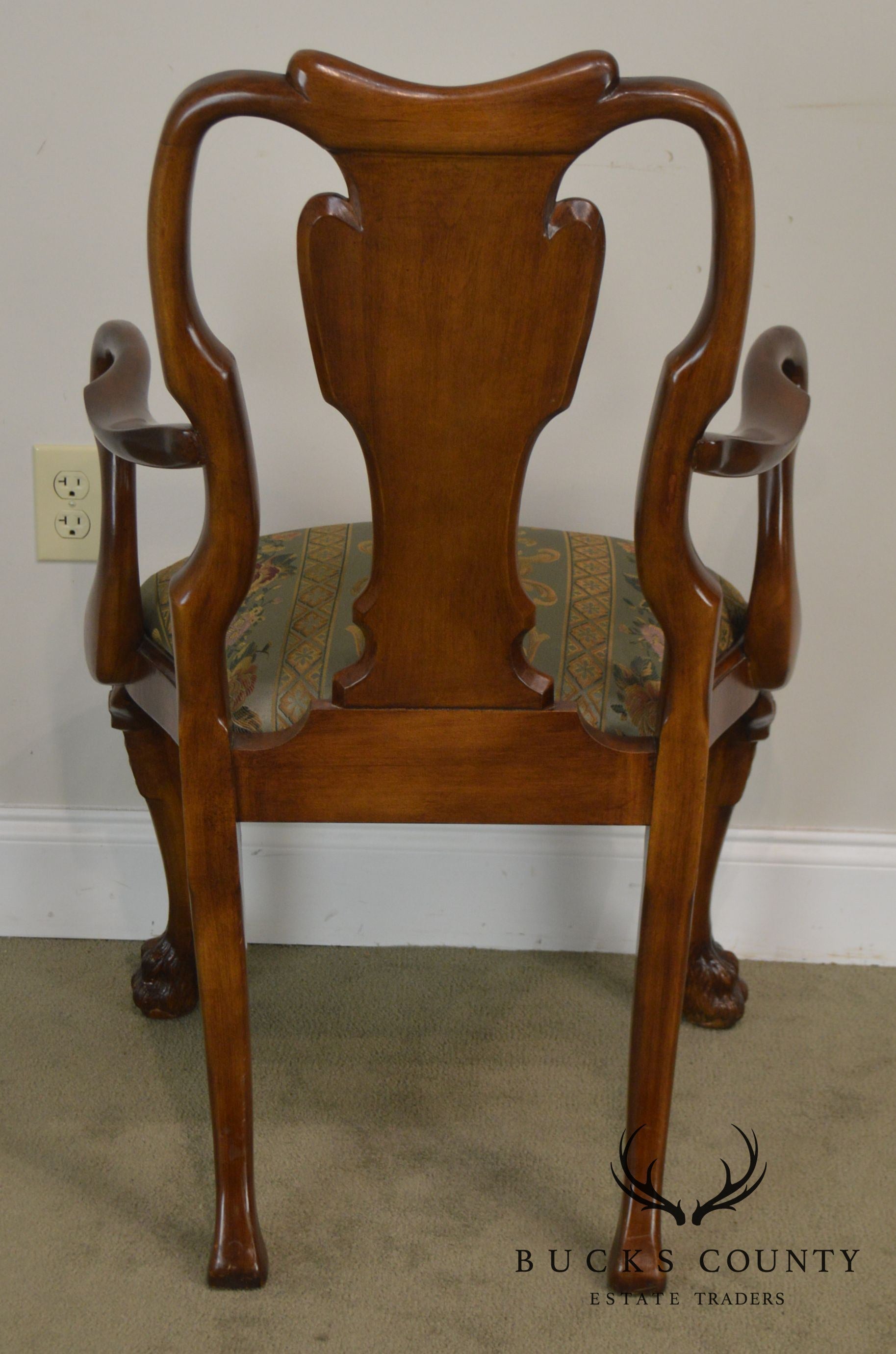 Georgian Style Custom Quality Pair of Paw Foot Arm Chairs