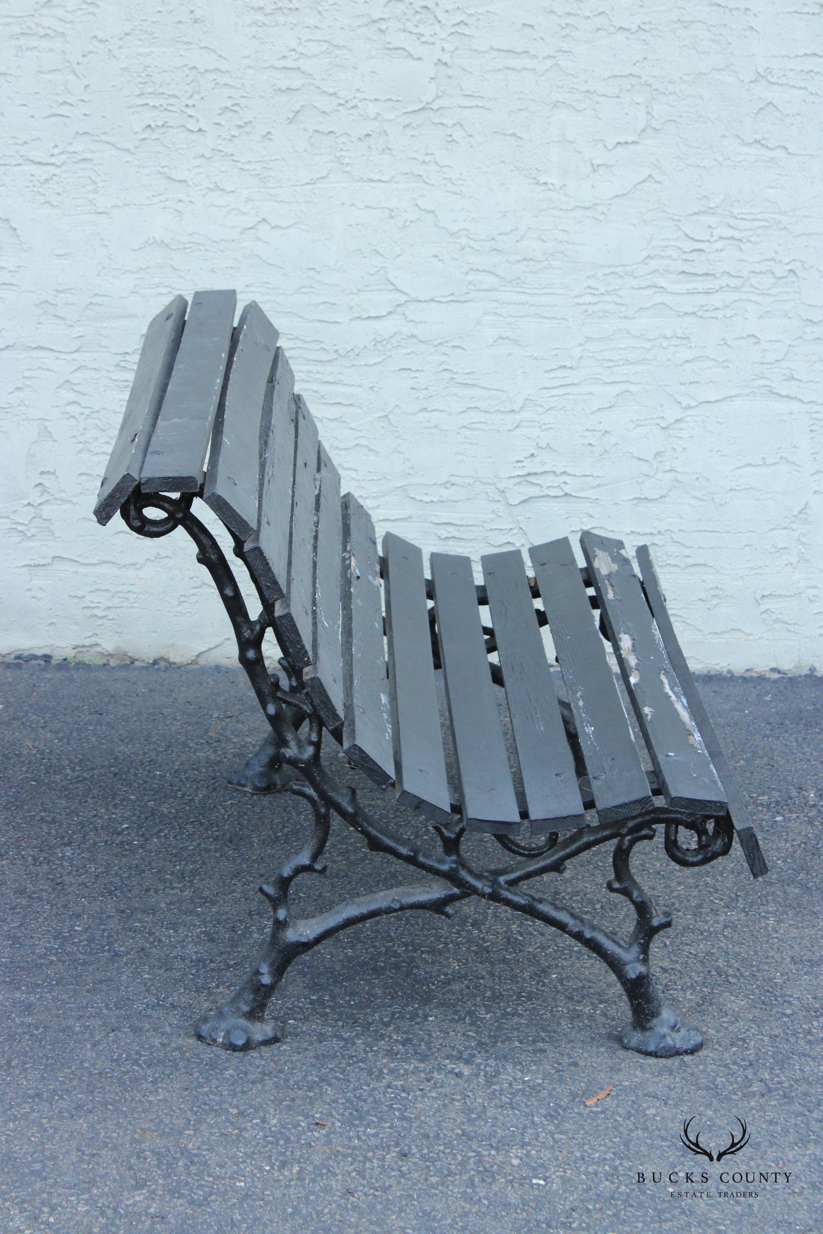 Victorian Cast Iron and Wood Outdoor Garden Bench