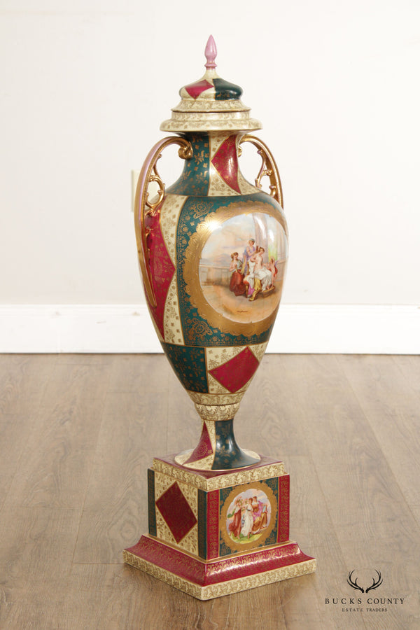 Antique Royal Vienna Hand-Painted Porcelain Urn