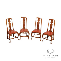 Antique Queen Anne Set Four Walnut Dining Chairs
