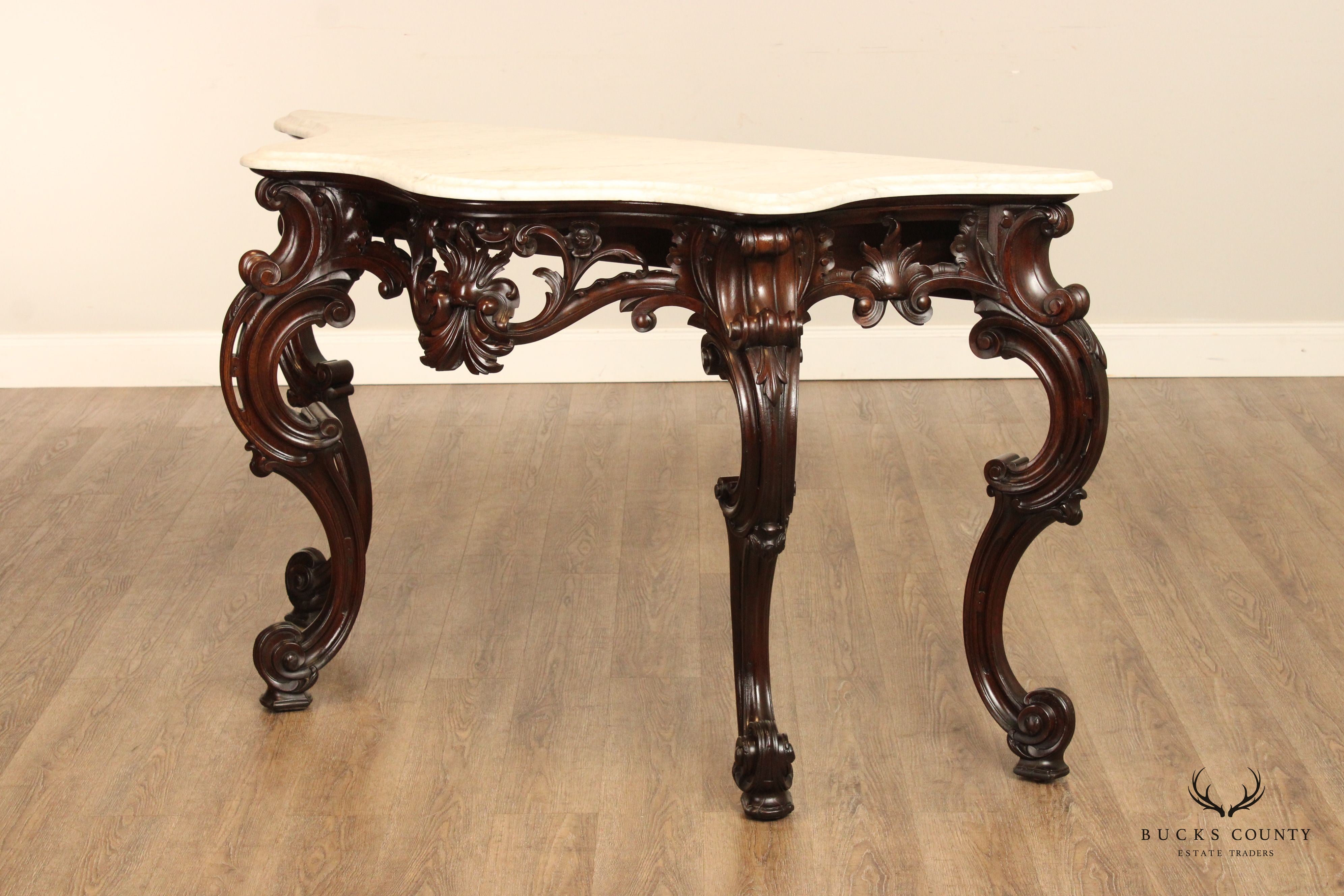 C. Lazarus & Co. Antique Rococo Style Marble Top Console Table