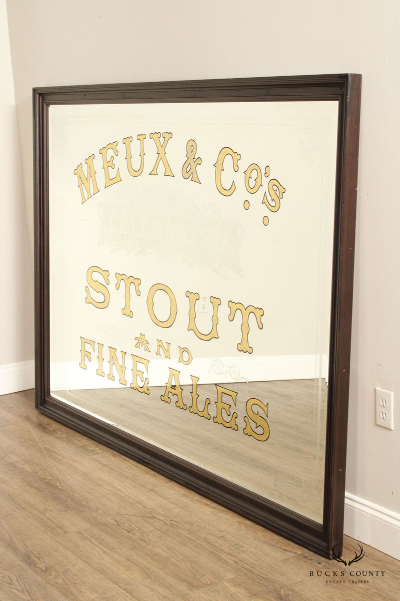 MEUX & CO STOUT LARGE ETCHED AND REVERSE PAINTED BAR MIRROR
