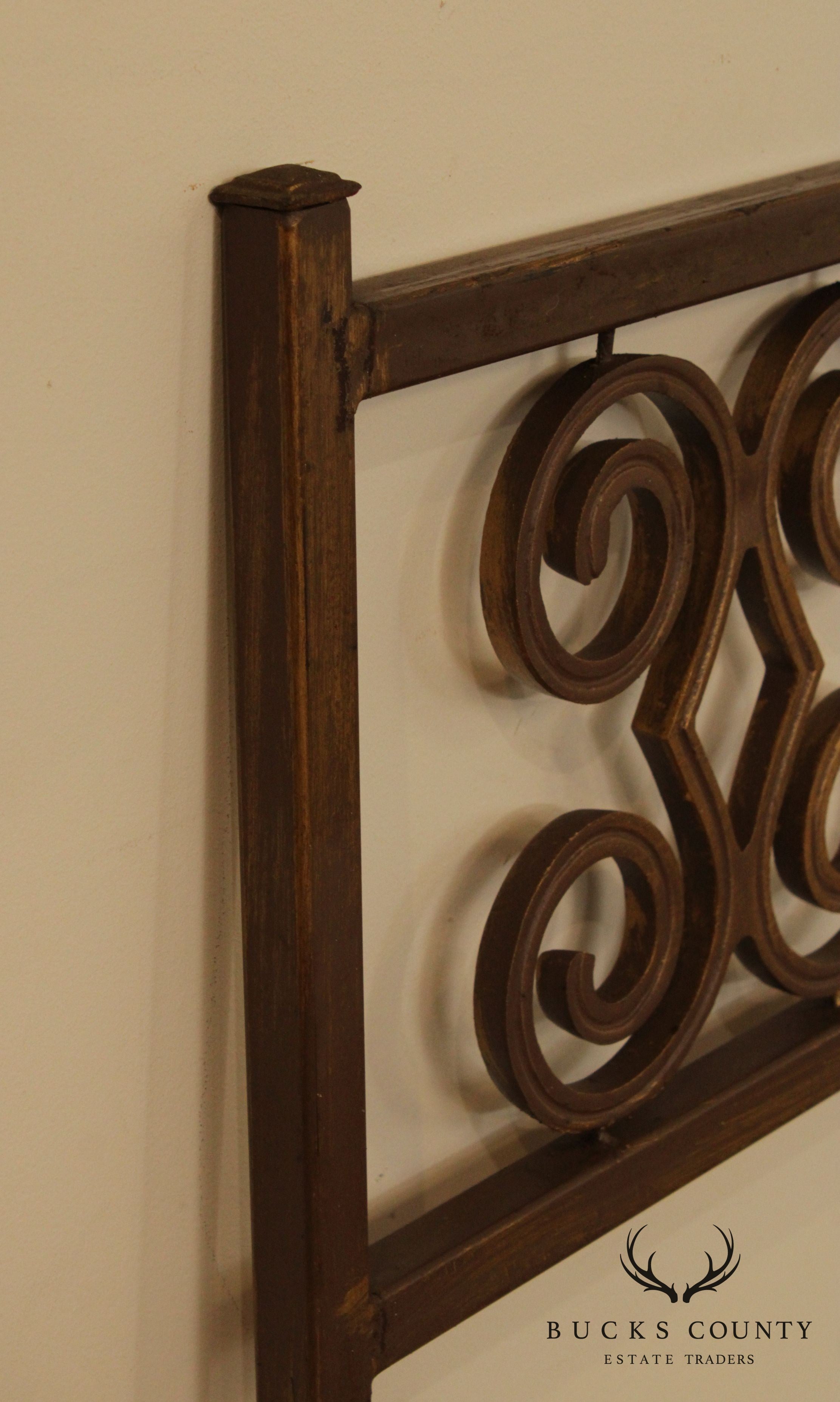 Hollywood Regency Vintage Wrought Iron King Headboard