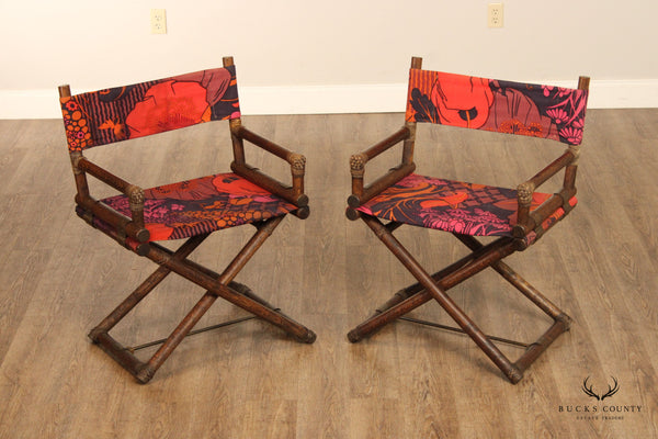 McGuire Furniture Campaign Style Pair of Oak Frame Directors' Chairs