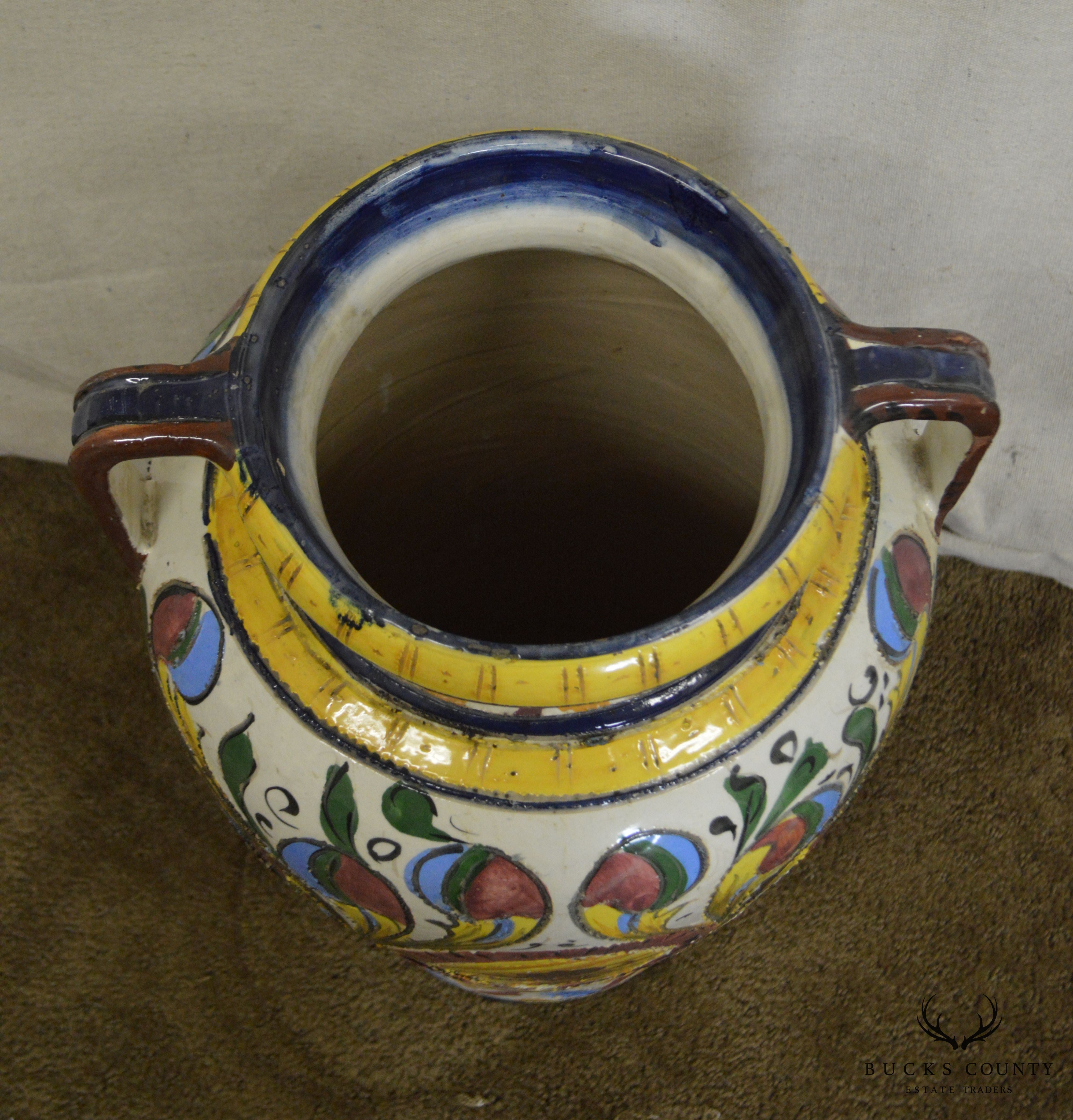 Vintage Italian Pottery Majolica Urn