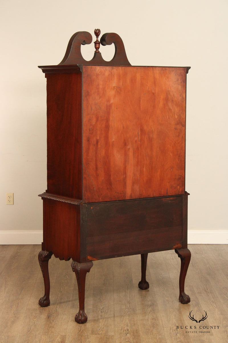 Custom Crafted Philadelphia Chippendale Style Carved Mahogany Highboy