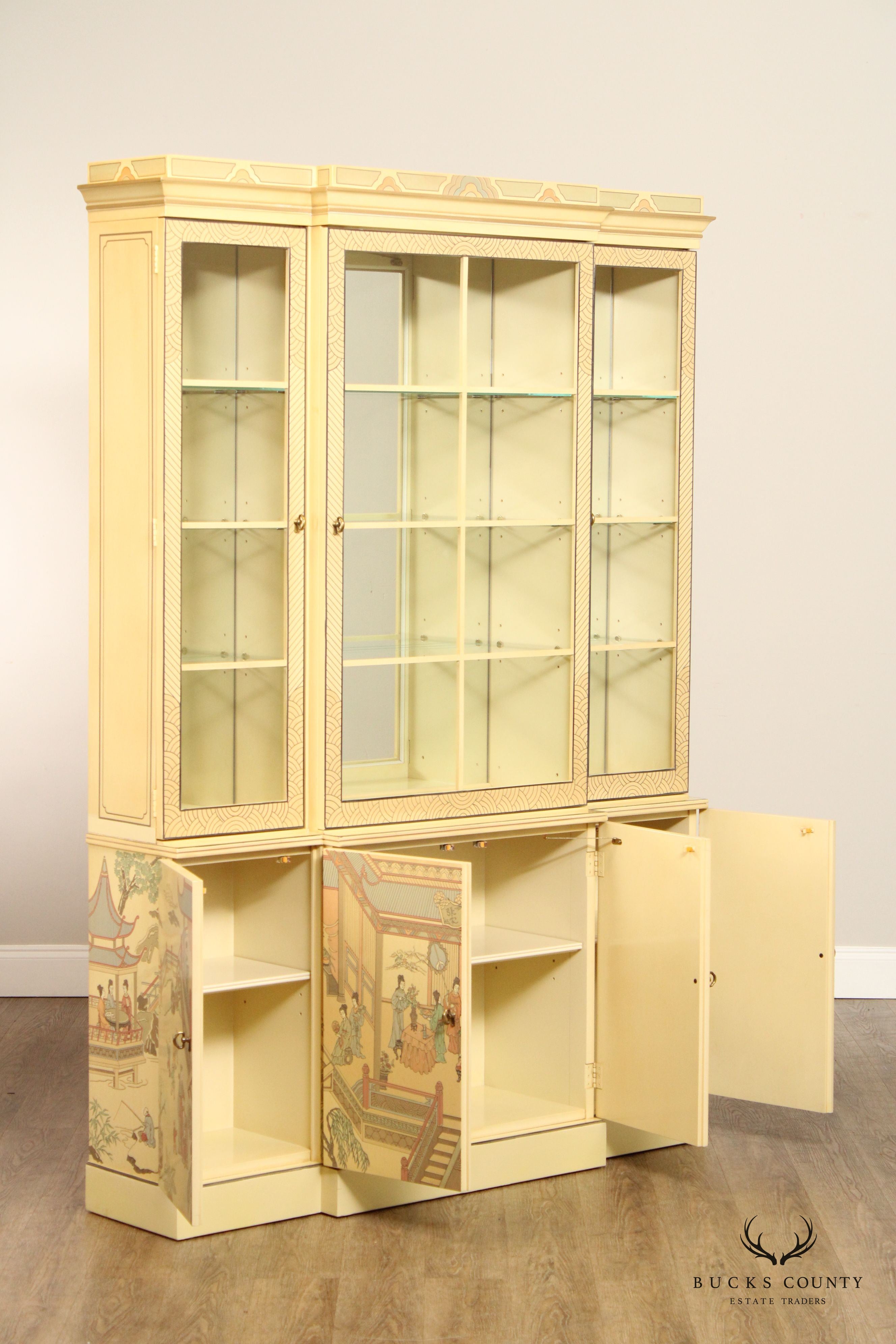 Drexel 'Et Cetera' Chinoiserie Decorated Breakfront China Cabinet