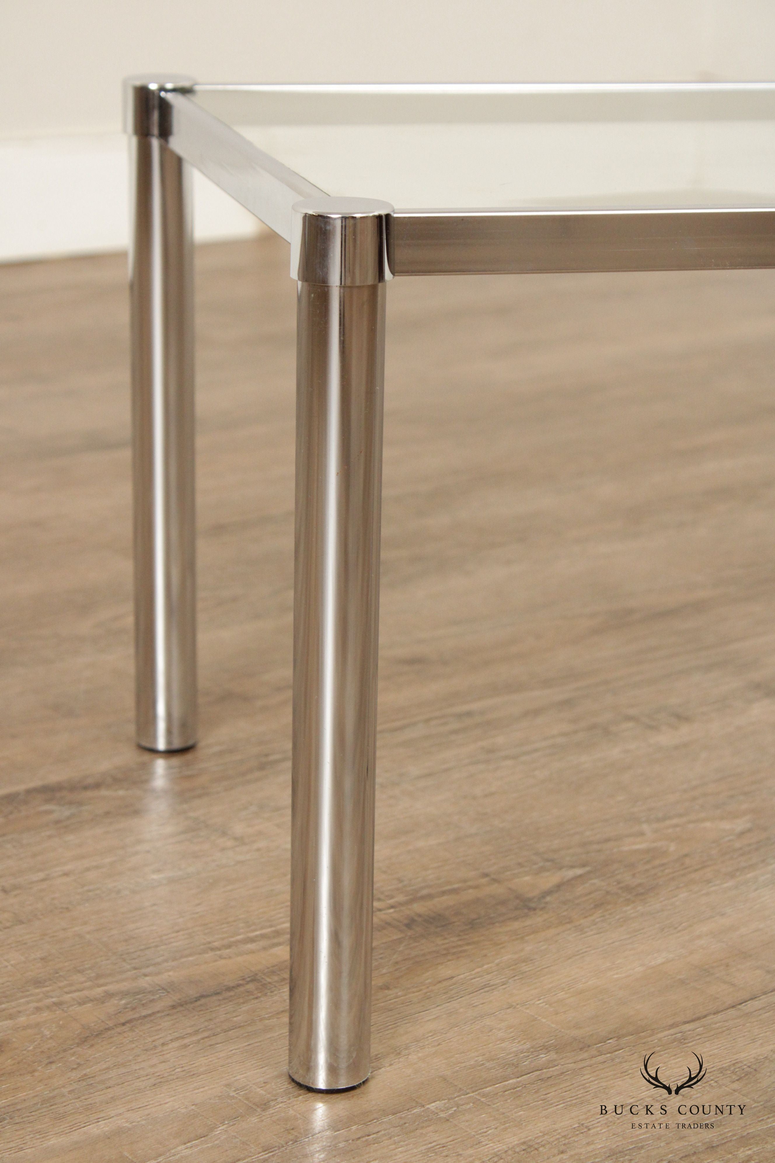 Post Modern Chrome and Glass Side Table