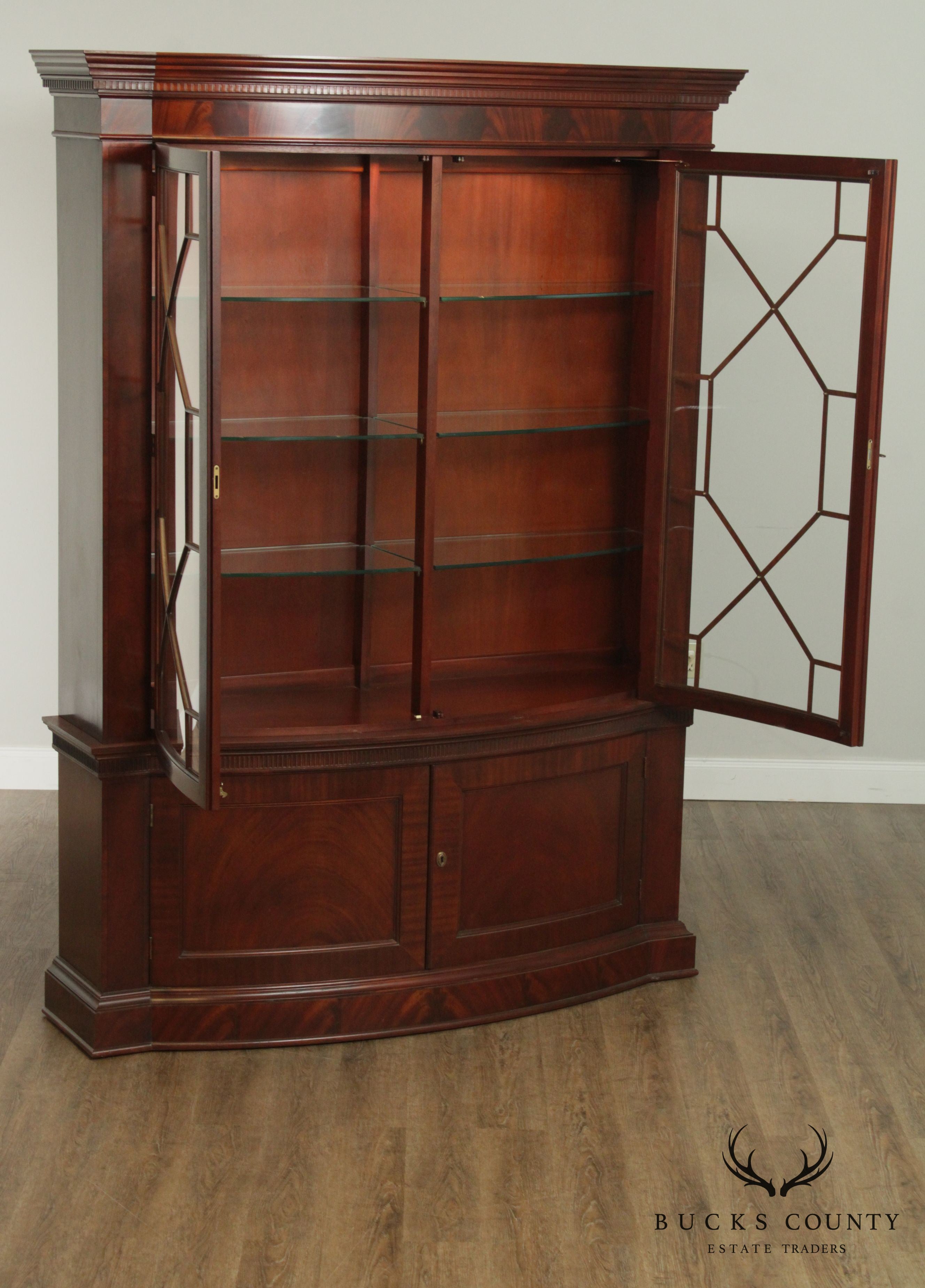 Baker Historic Charleston Collection Large Mahogany Bow Front China Cabinet