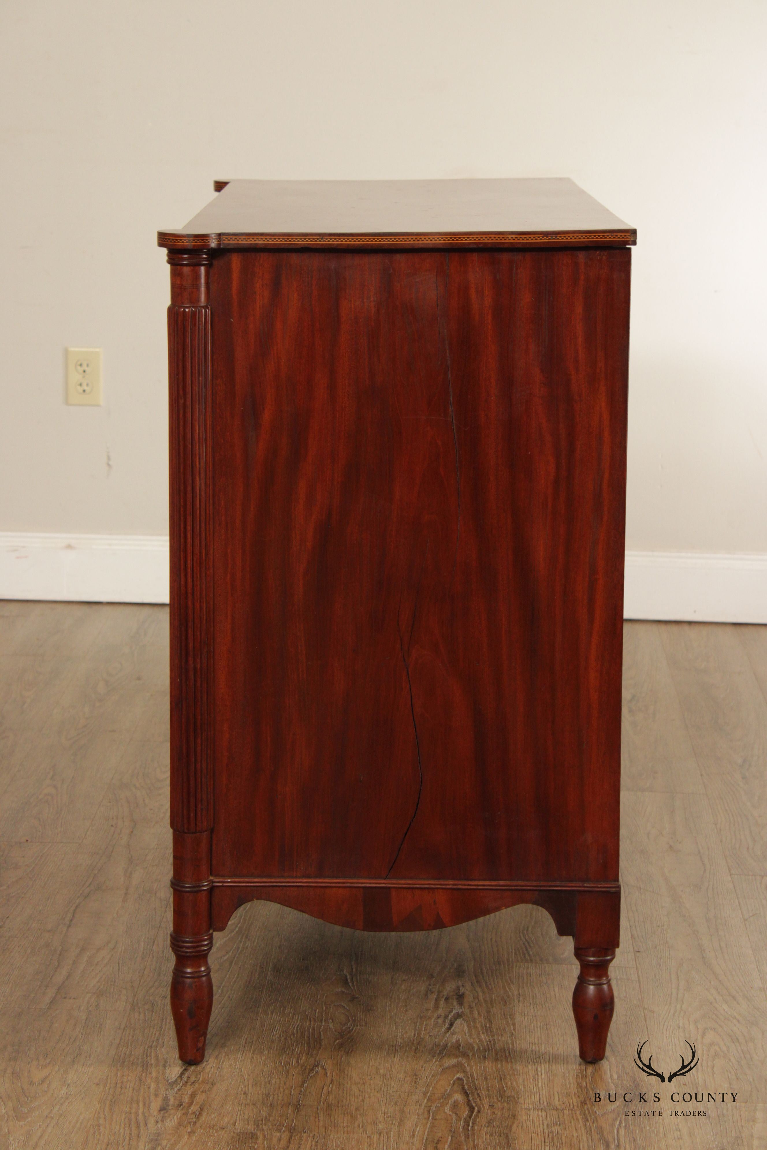 Antique American Sheraton Mahogany and Maple Chest of Drawers