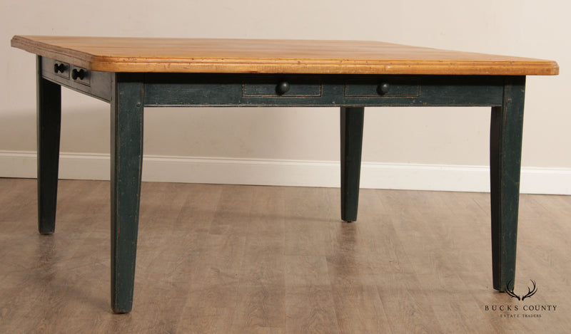 Farmhouse Style Custom Crafted Pine Large Square Harvest Table