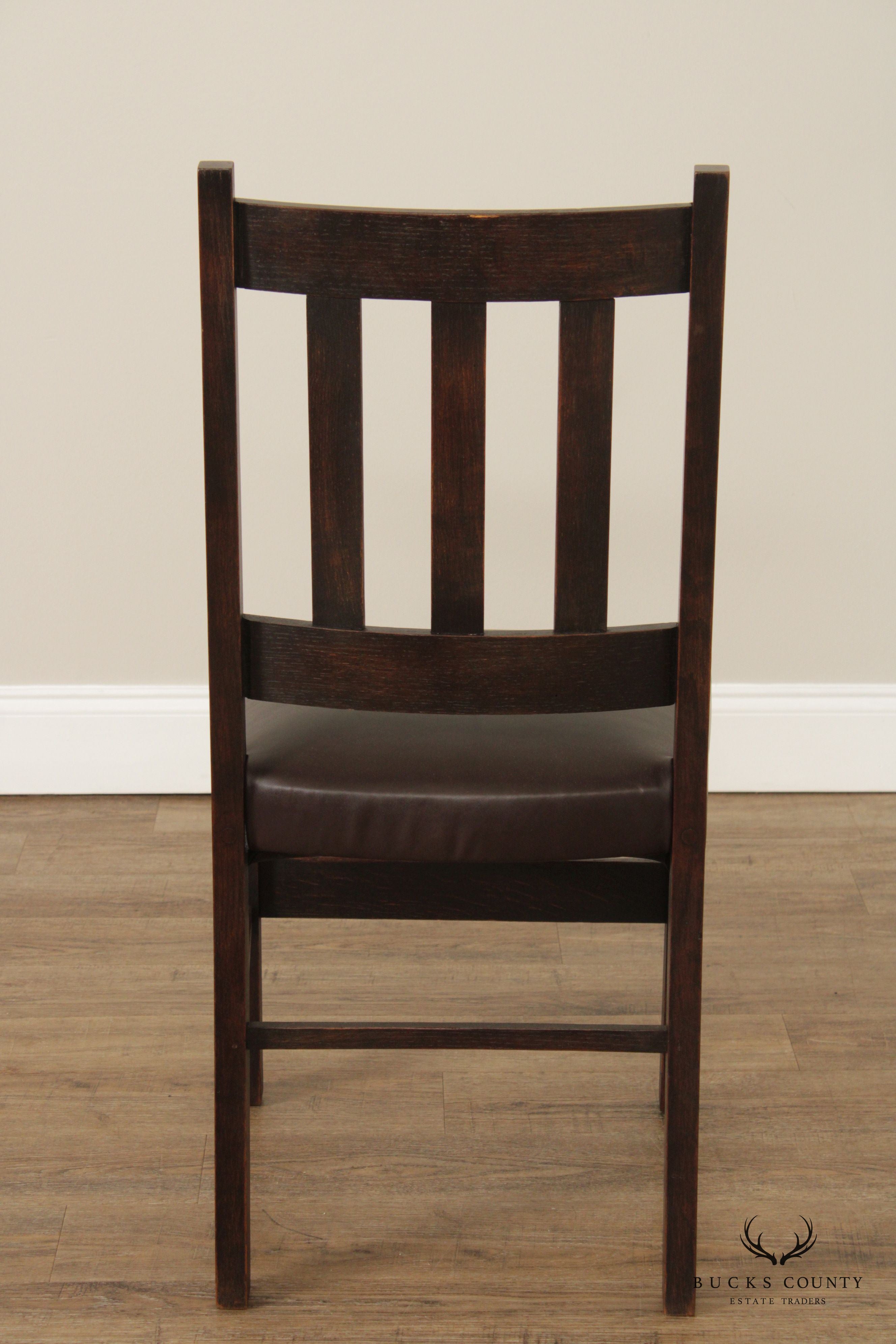 Antique Mission Oak Leather Side Chair