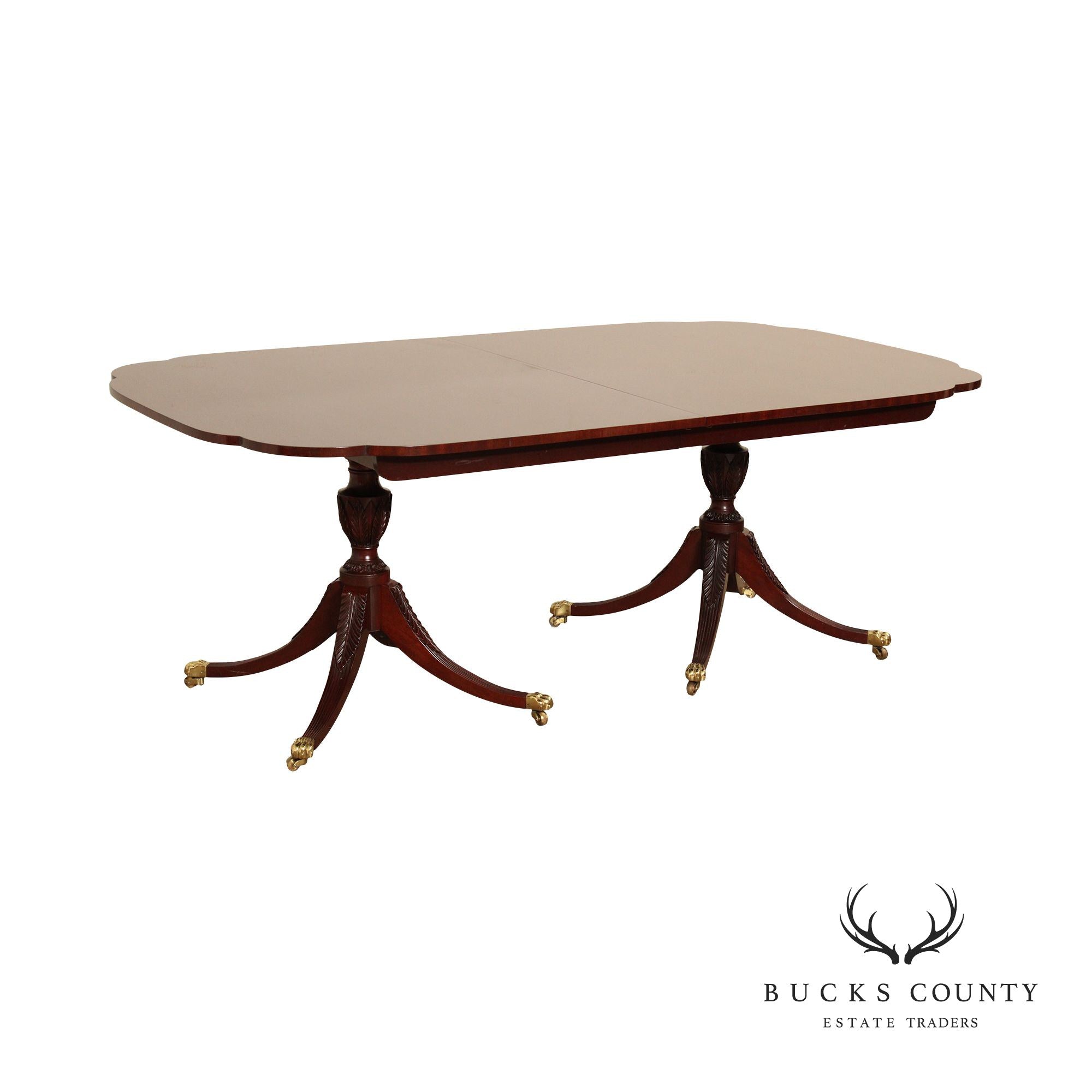 Kindel Mahogany Double Pedestal Extendable Dining Table