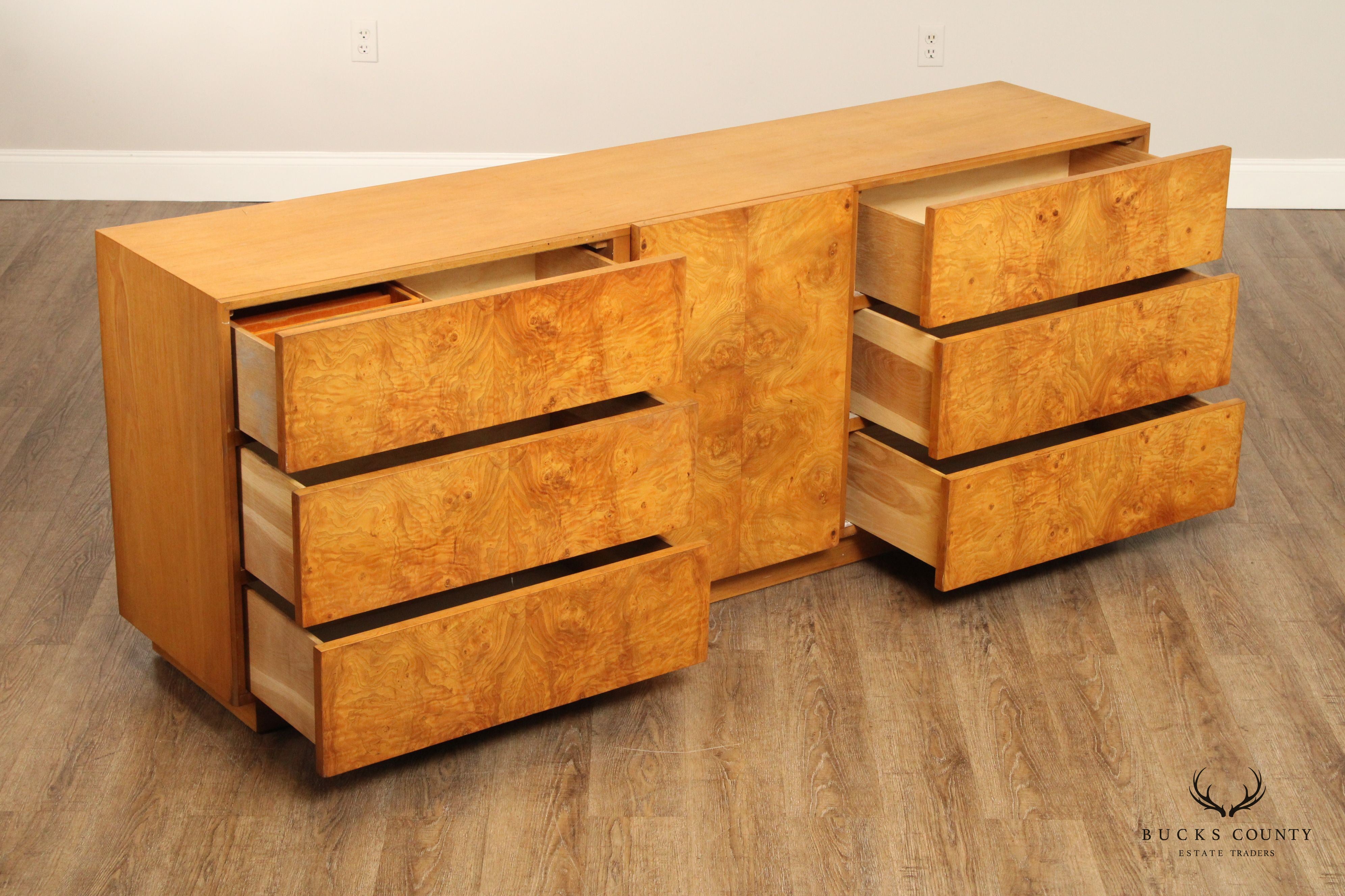 Lane Mid Century Modern Burlwood Long Dresser