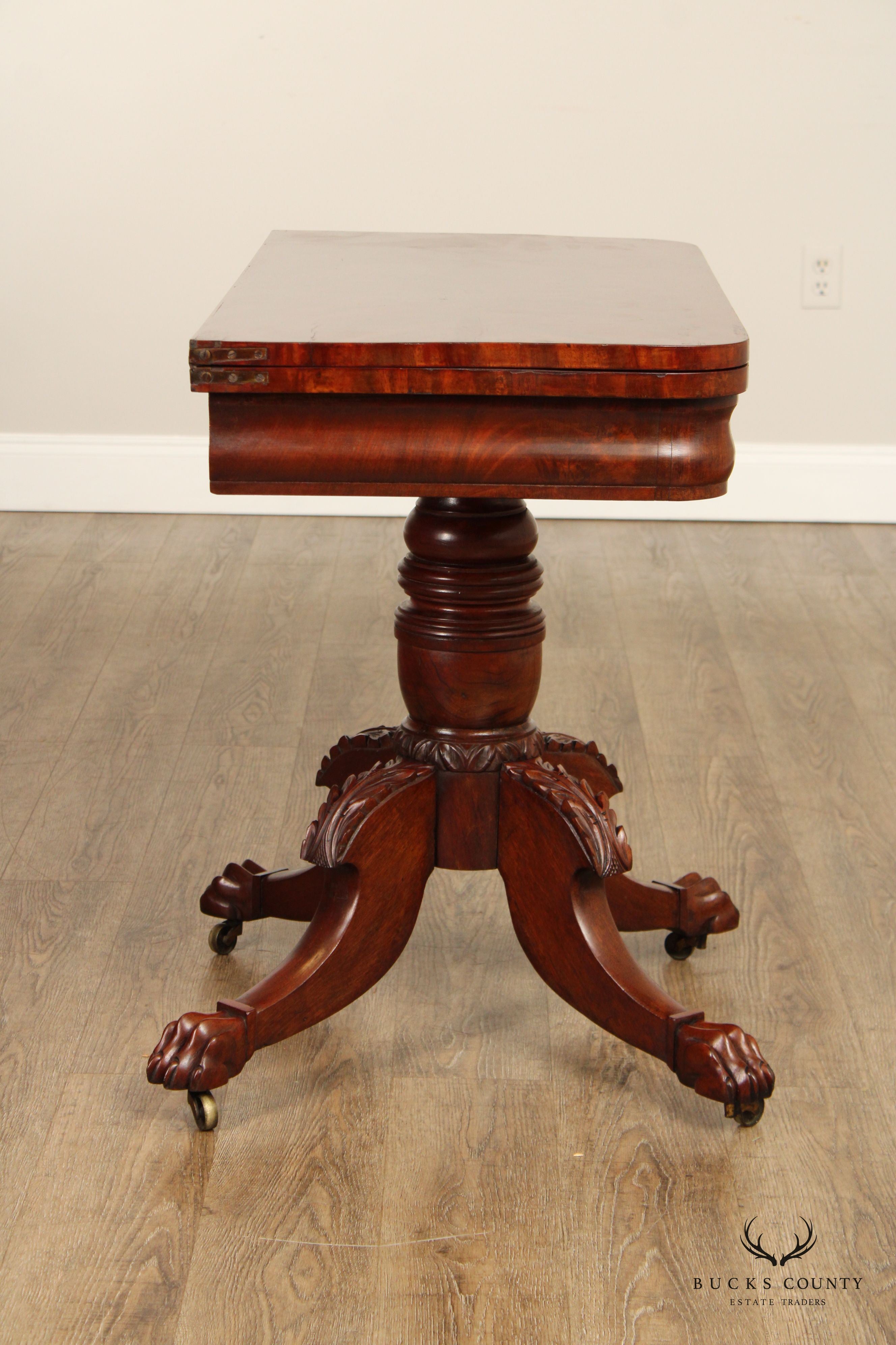 American Classical Antique Mahogany Paw Foot Card Table