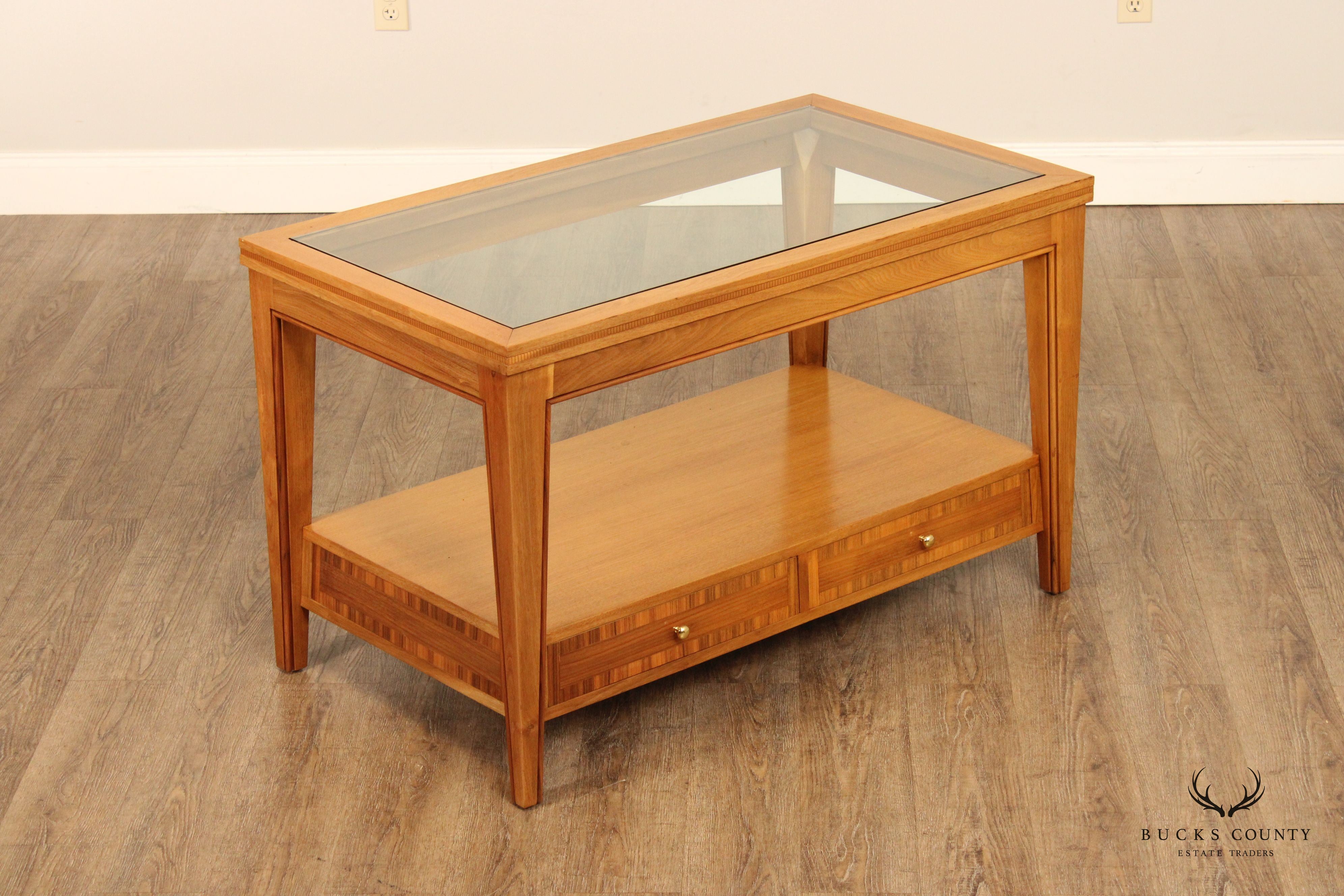 Transitional Two-Tier Glass Top Tall Coffee Table