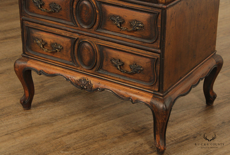 French Louis XV Style Vintage Walnut Commode and Bookcase Top